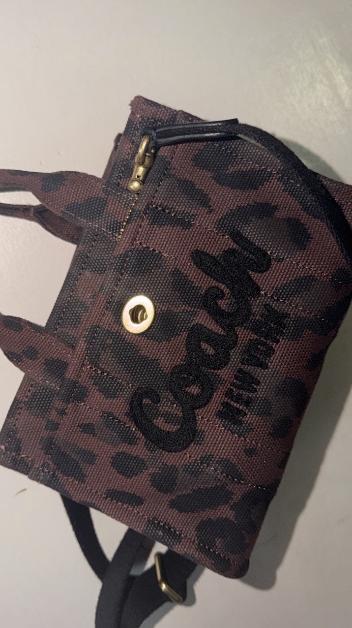 Coach Mini Leopard Animal Print Crossbody Bag Zip Closure Detachable Strap