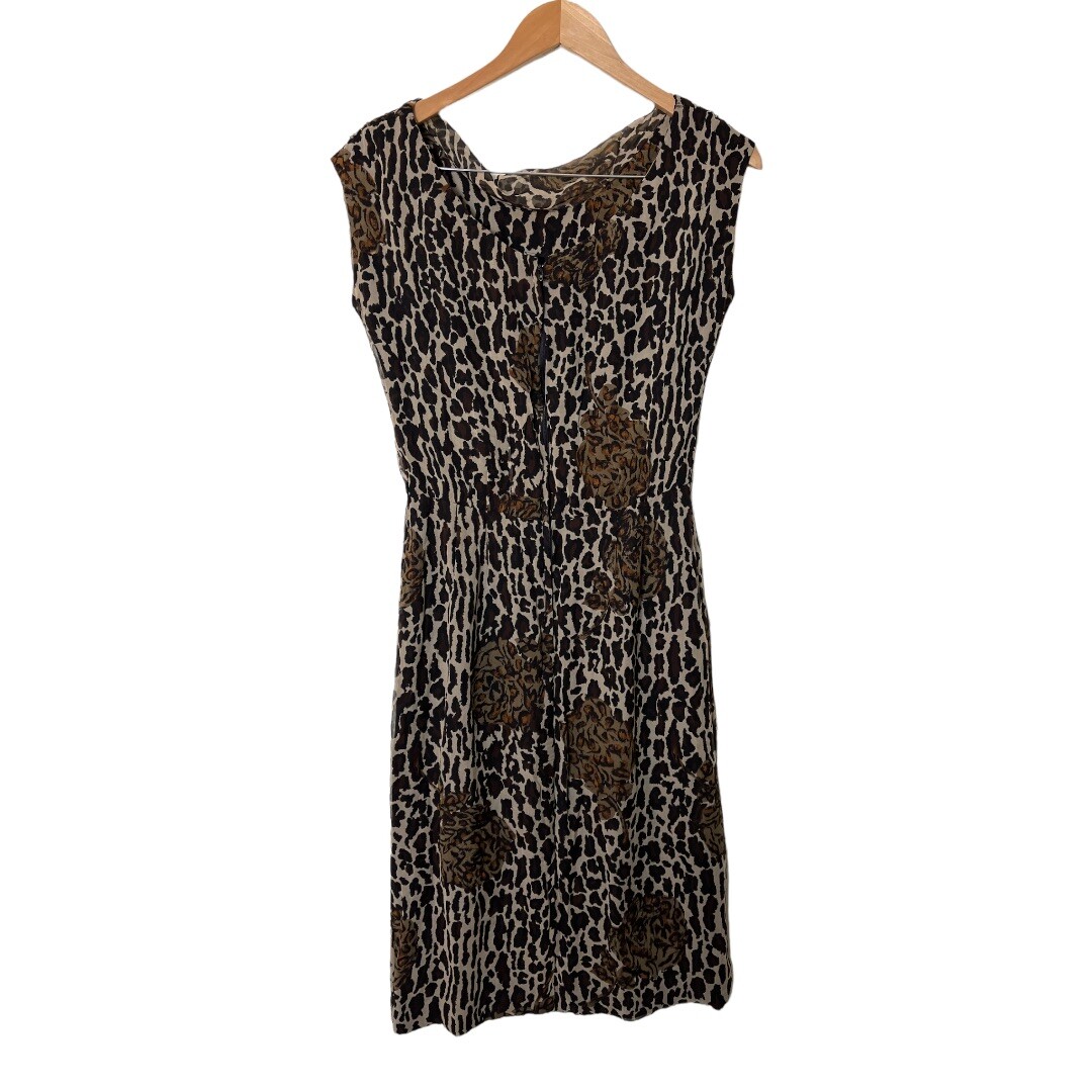 Vintage 50s Marjorie Michael Bullocks Silk Animal Print Dress S