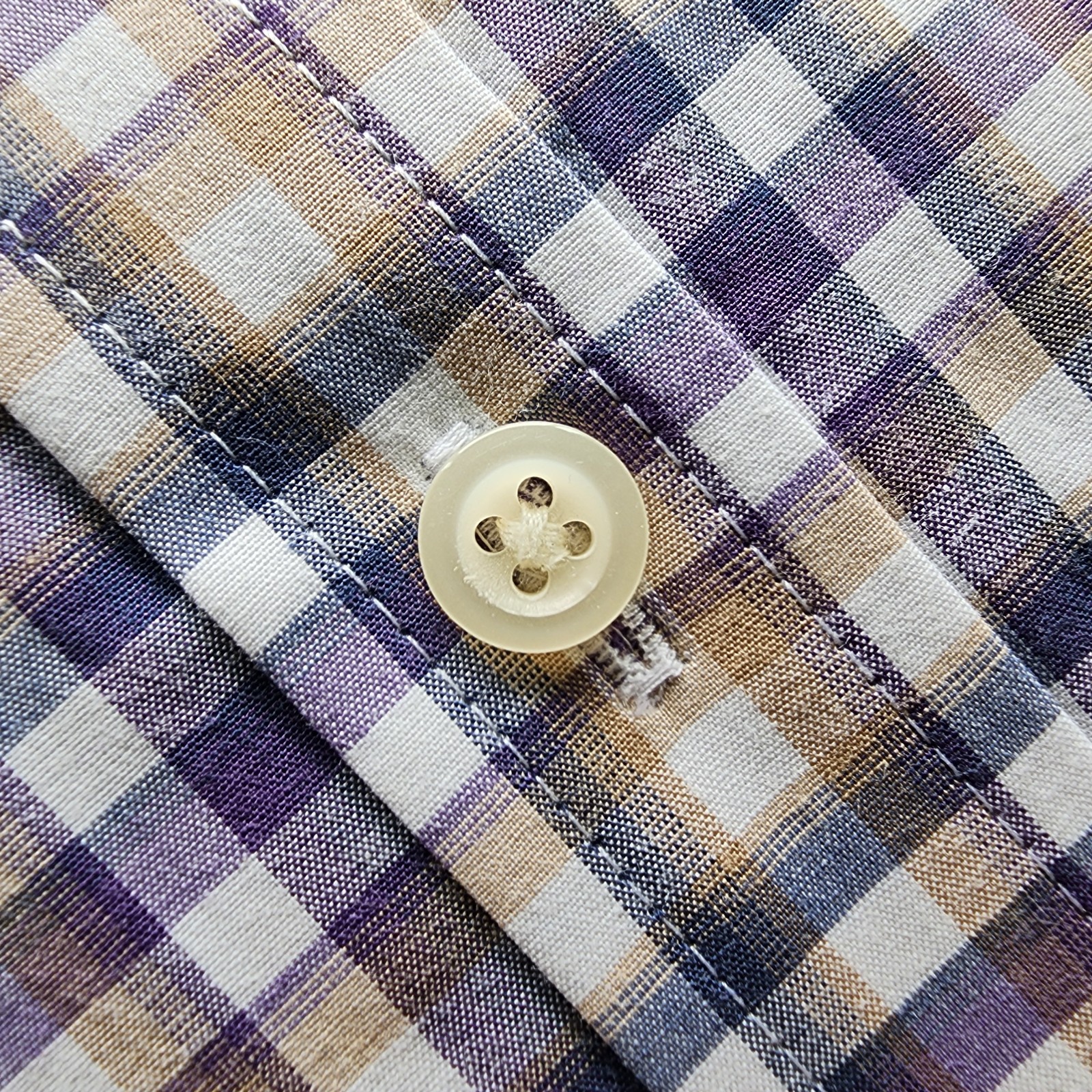 XXL Purple Shirt Plaid Checked Beige White Mens Jos A Bank New Tailored Fit Size