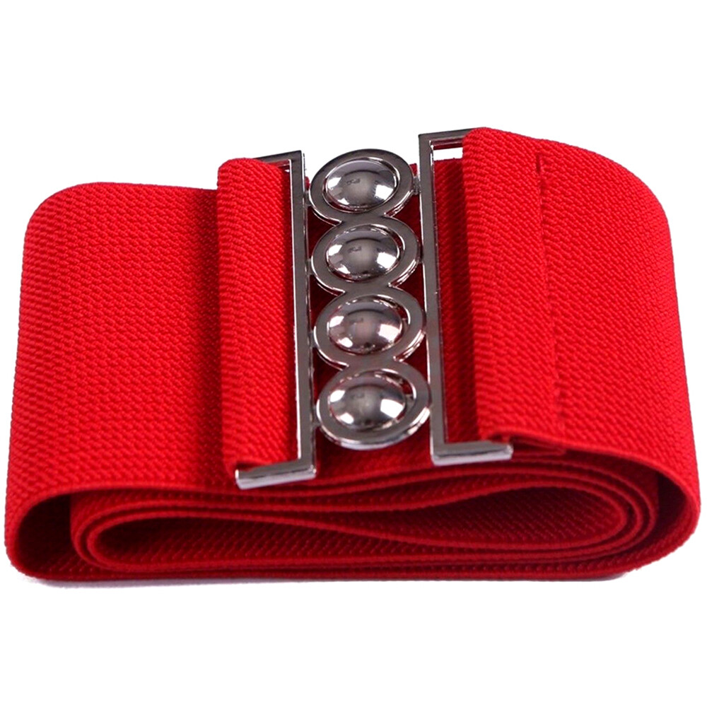 Womens Fashion Elastic Cinch Belt 3″ Wide Stretch Waist Band Clasp Buckle