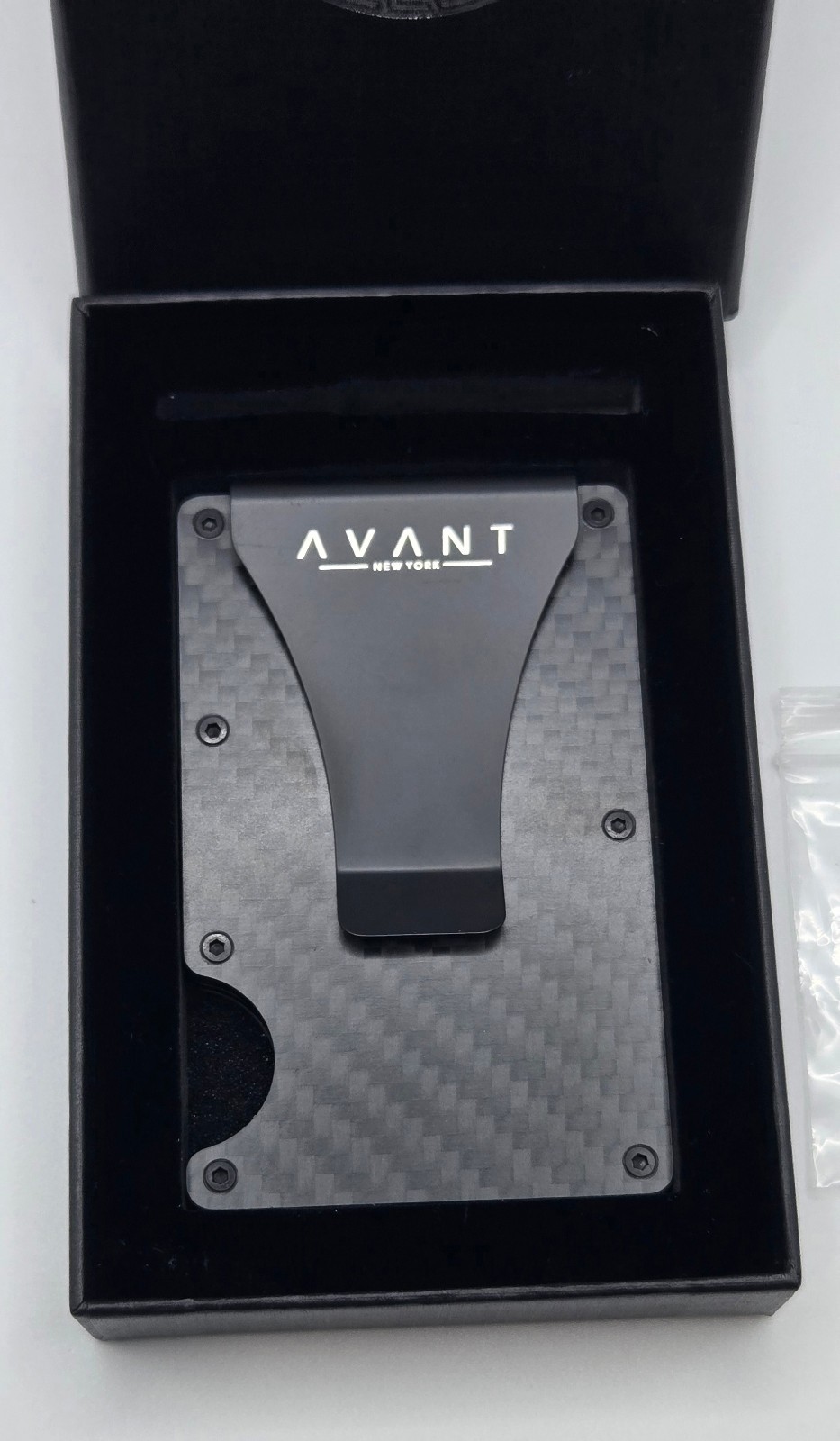 AVANT WOOD Slim Fold New Minimalist Mens WALLET, Carbon Fiber Black, RFID Cash