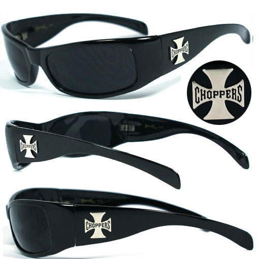 Choppers Mens Motorcycle Biker Sunglasses UV400 – Shiny Black Frame C11 B