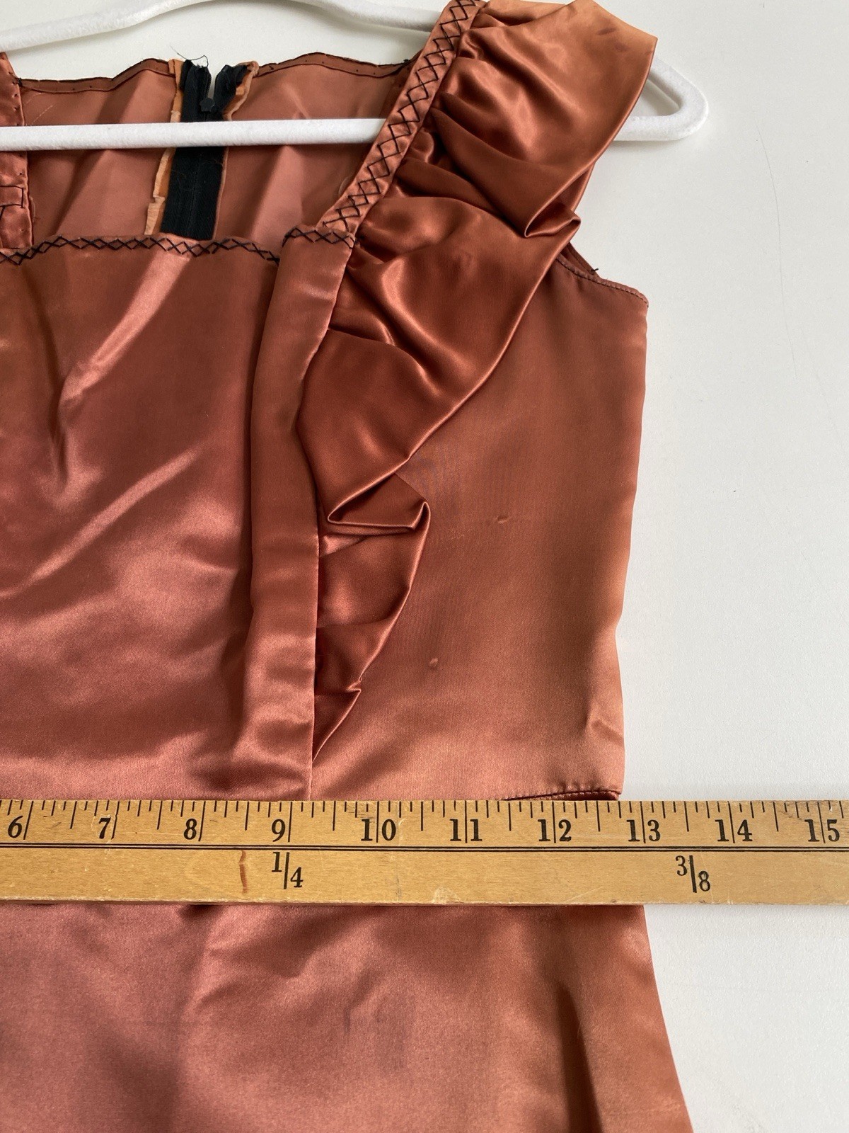 Vintage 40s 50s handmade S Heavy Satin long maxi dress Big Bow