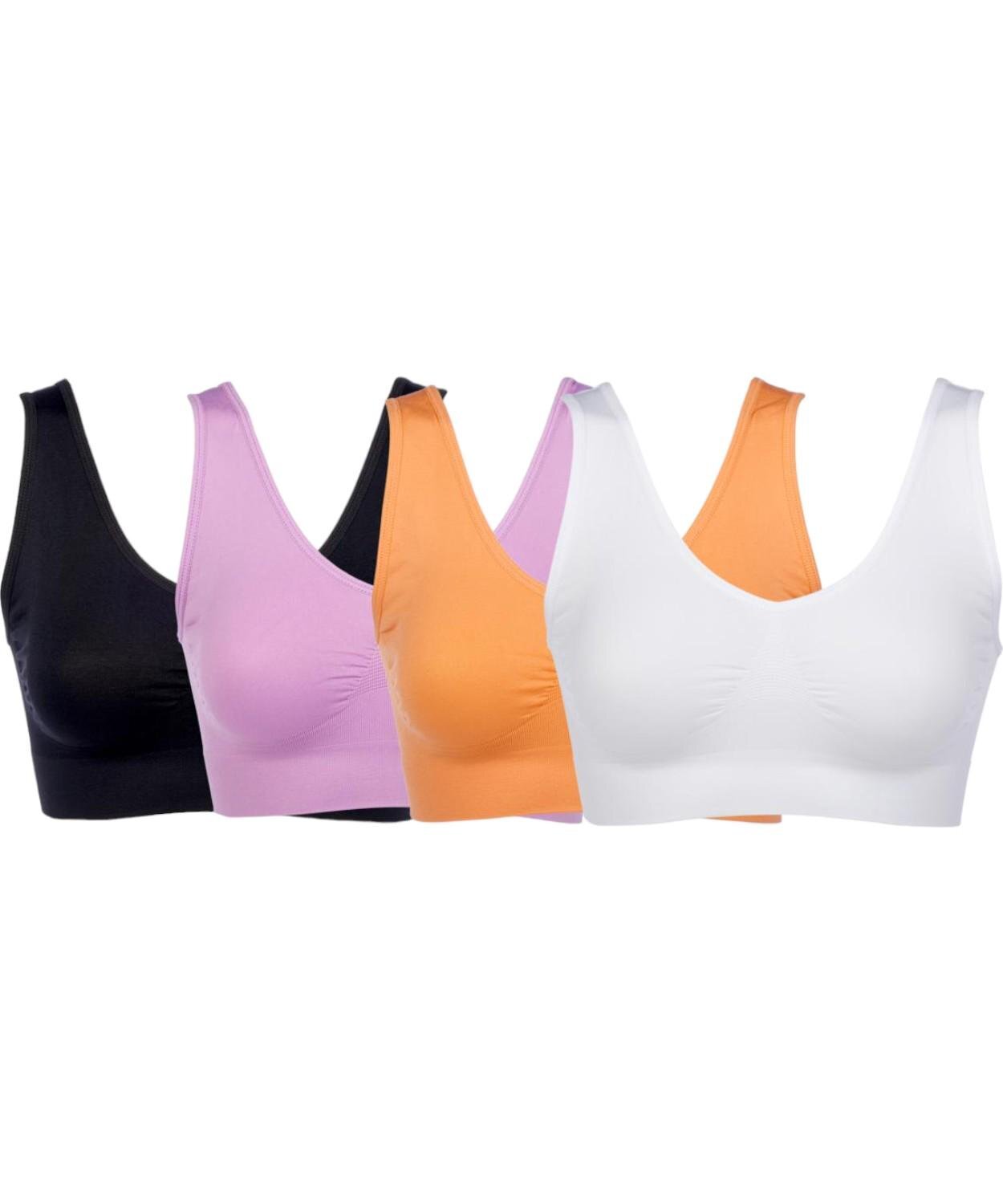 Rhonda Shear 4-pack Seamless Original Ahh Bra Black/White/Orchd/Aprict