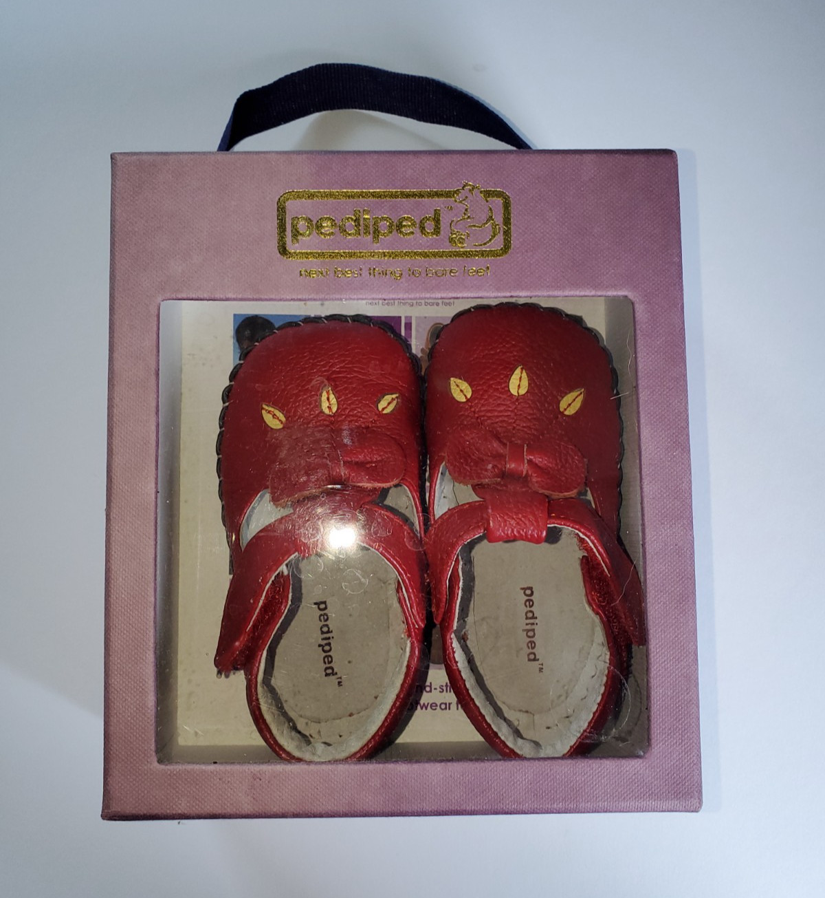 Pediped Infant Red Soft Sole Leather T-strap Shoe Size 6-12M