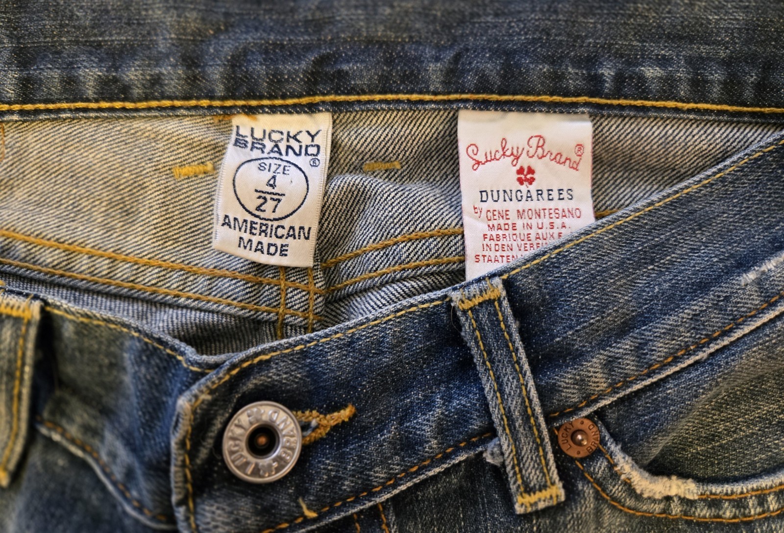 Sz 4 Lucky Brand Lil Maggie Jeans Low Cut Floral Embroidered Dungarees 32 inseam