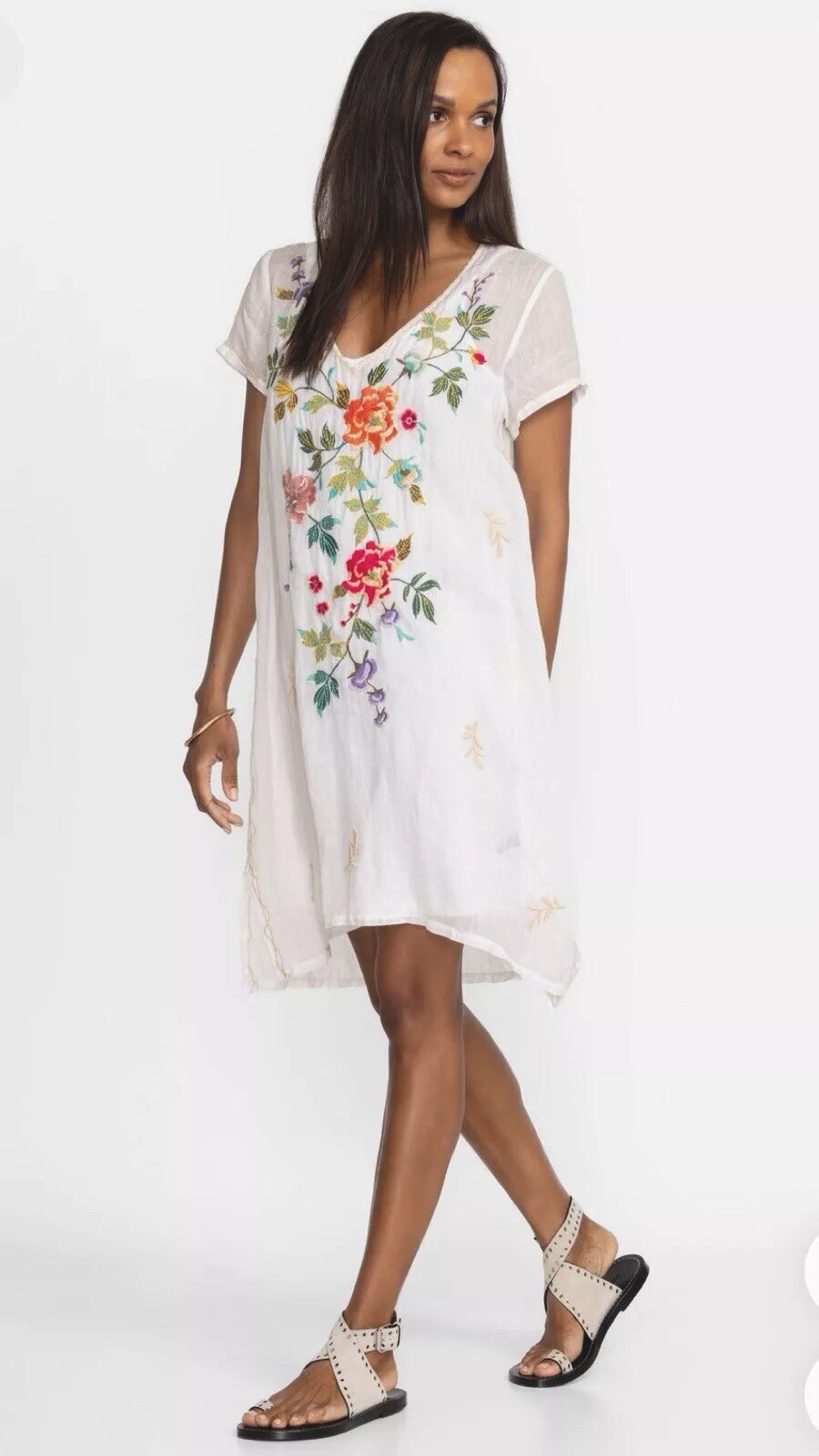 $250 Johnny Was SZ XS Adele Drape Tunic Swing Dress NO SLIP ~ Otherwise PRISTINE