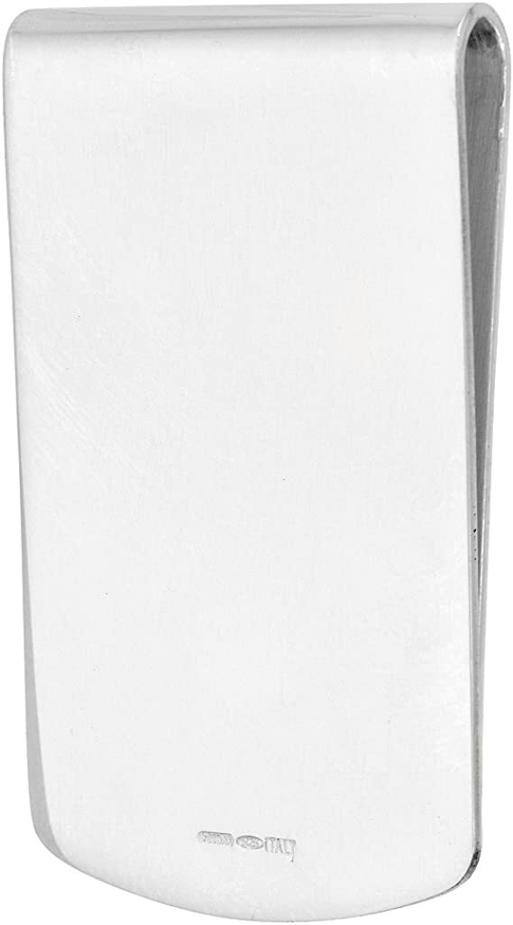 Sterling Silver Money Clip Plain Wide Closed Back Made in Italy 1 X 1 3/4 inch