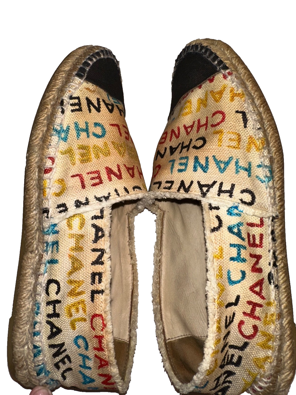 Chanel Espadrilles Logo Graffiti Multicolored Flats Size 42