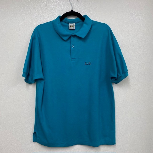 Vintage 90s Le Tigre Men’s L Blue/Green Cotton Blend Button Polo Tiger