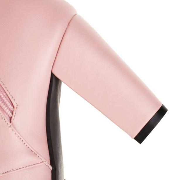 Women’s Round Toe Lace Up Knee High Boots Block Heels Side Zipper Fashion Shoes