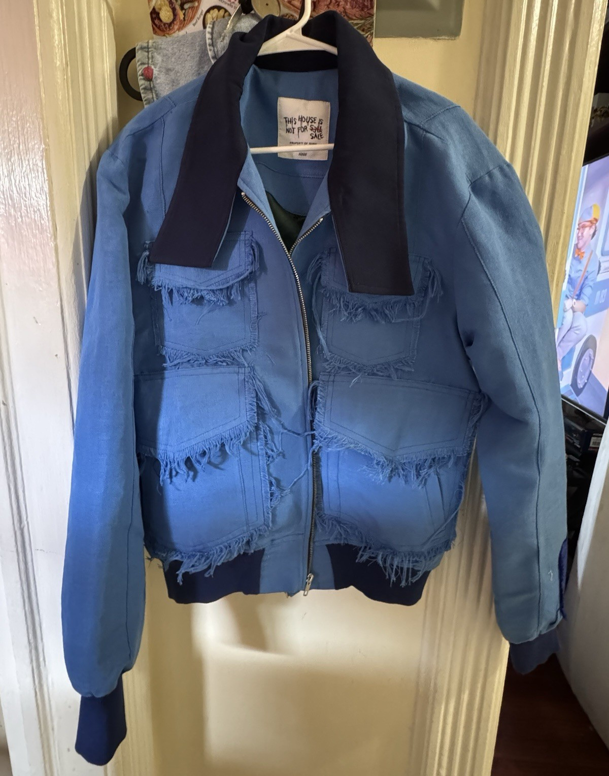 Ninìe Blue Full Zip Bomber Jacket ” Chest Point Collar Logo