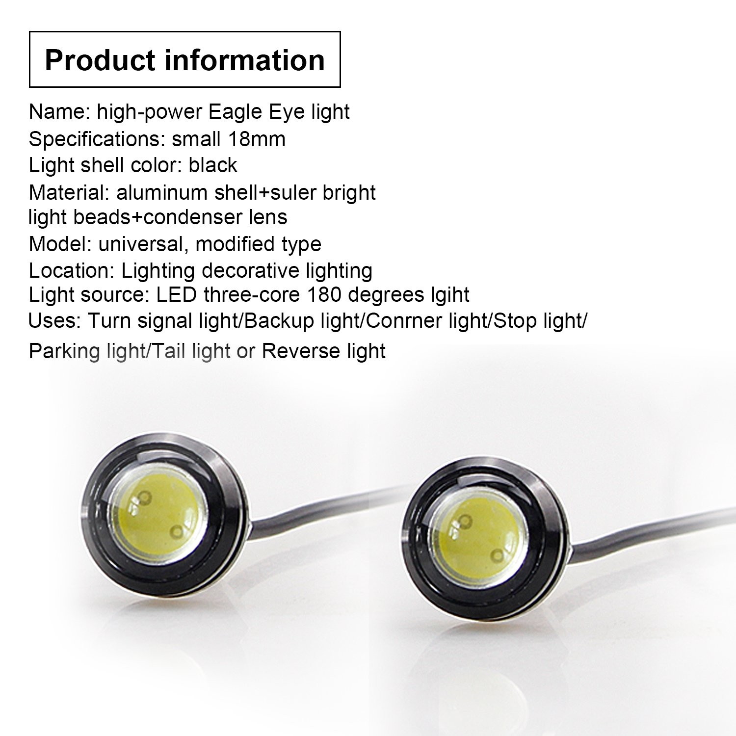 10Pcs 18mm 12V Red Eagle Eye LED Car Fog DRL Daytime Running Light Backup Revers