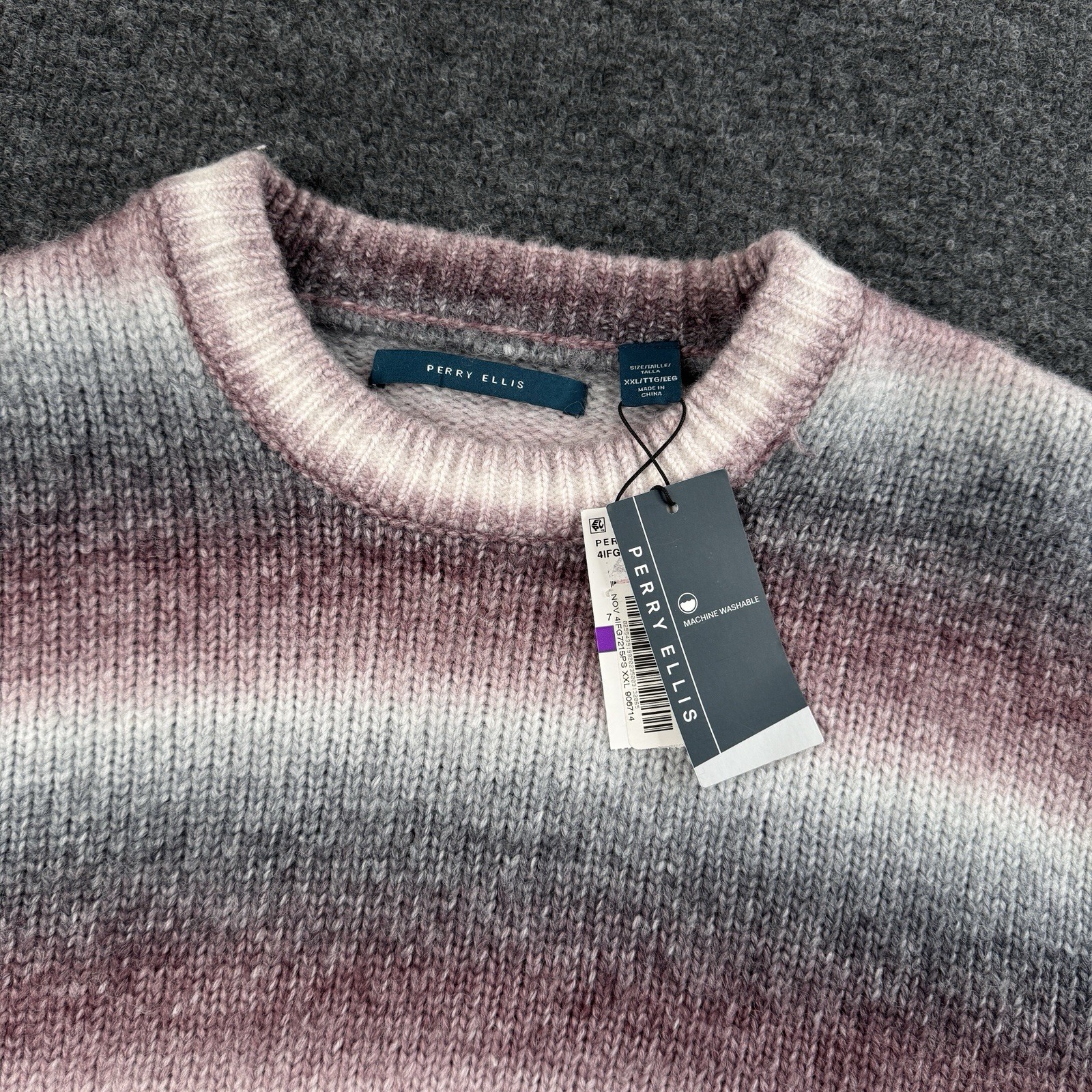 Perry Ellis Mens Sweater Red/Purple Gradient Pullover XXL Acrylic Blend NWT