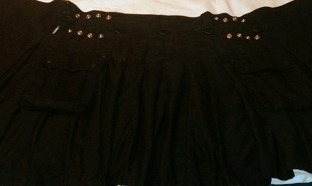 All Kilts Sports Deluxe Black 100% Cotton Sport Kilt Men Size 36 Kilt Style