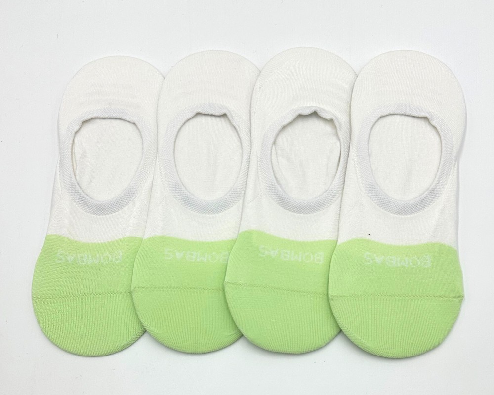 Bombas 4 pairs Women’s Lightweight No Show Socks Cotton White Size Med 8-10.5