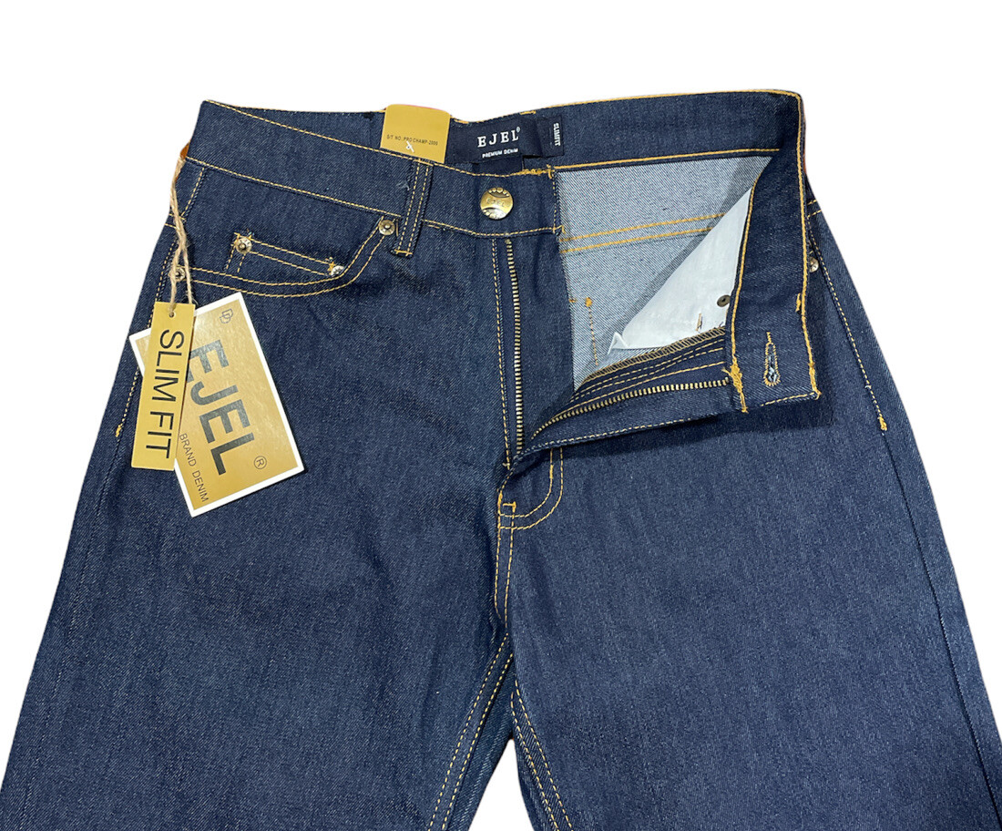 EJEL Slim Fit Straight Leg Dark Blue Contrast Stitch Unisex Jeans 30×30