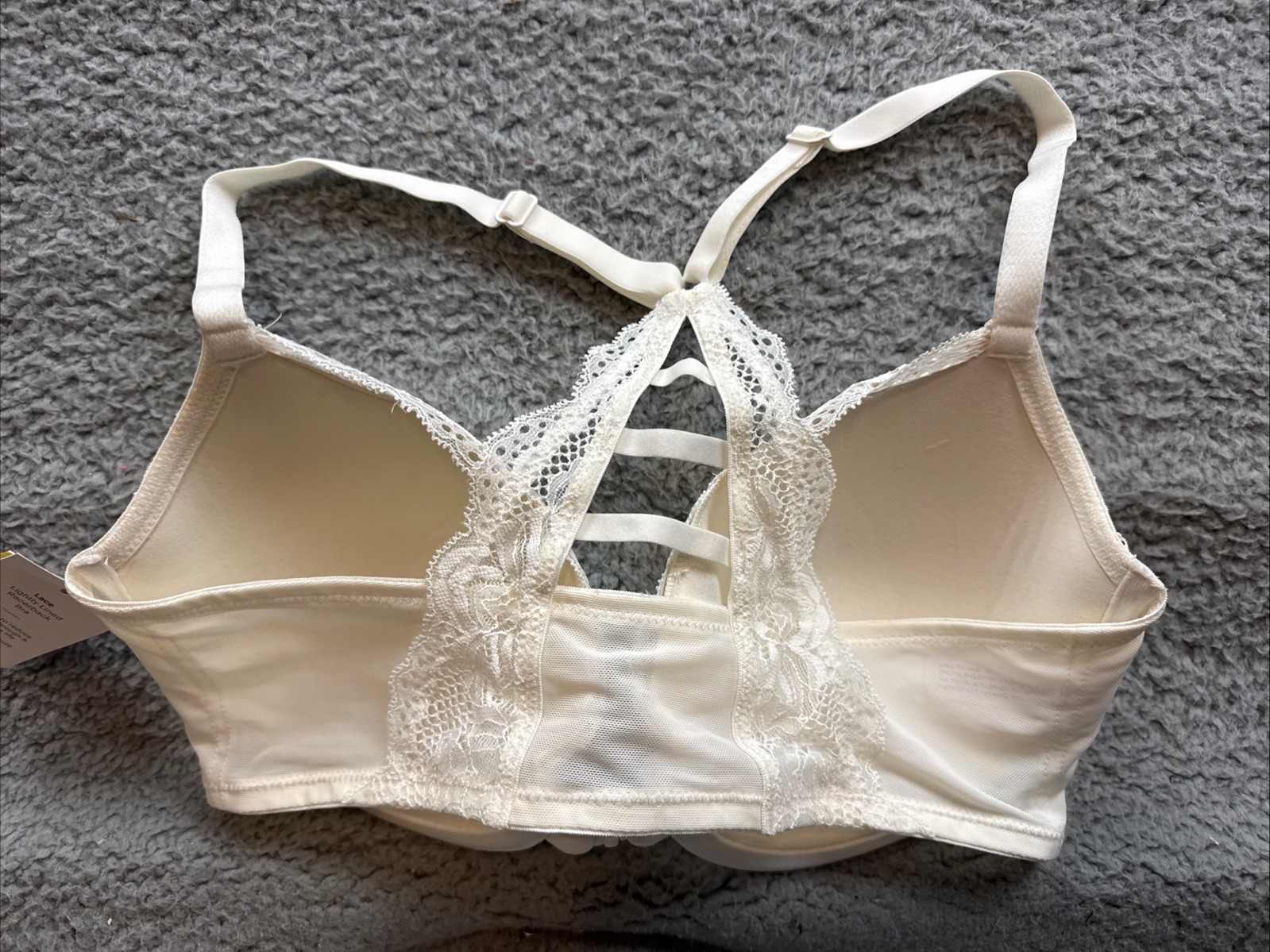 Auden Womens 34DD White Fishnet Lace Racerback Lightly Lined Bra Front Clasp
