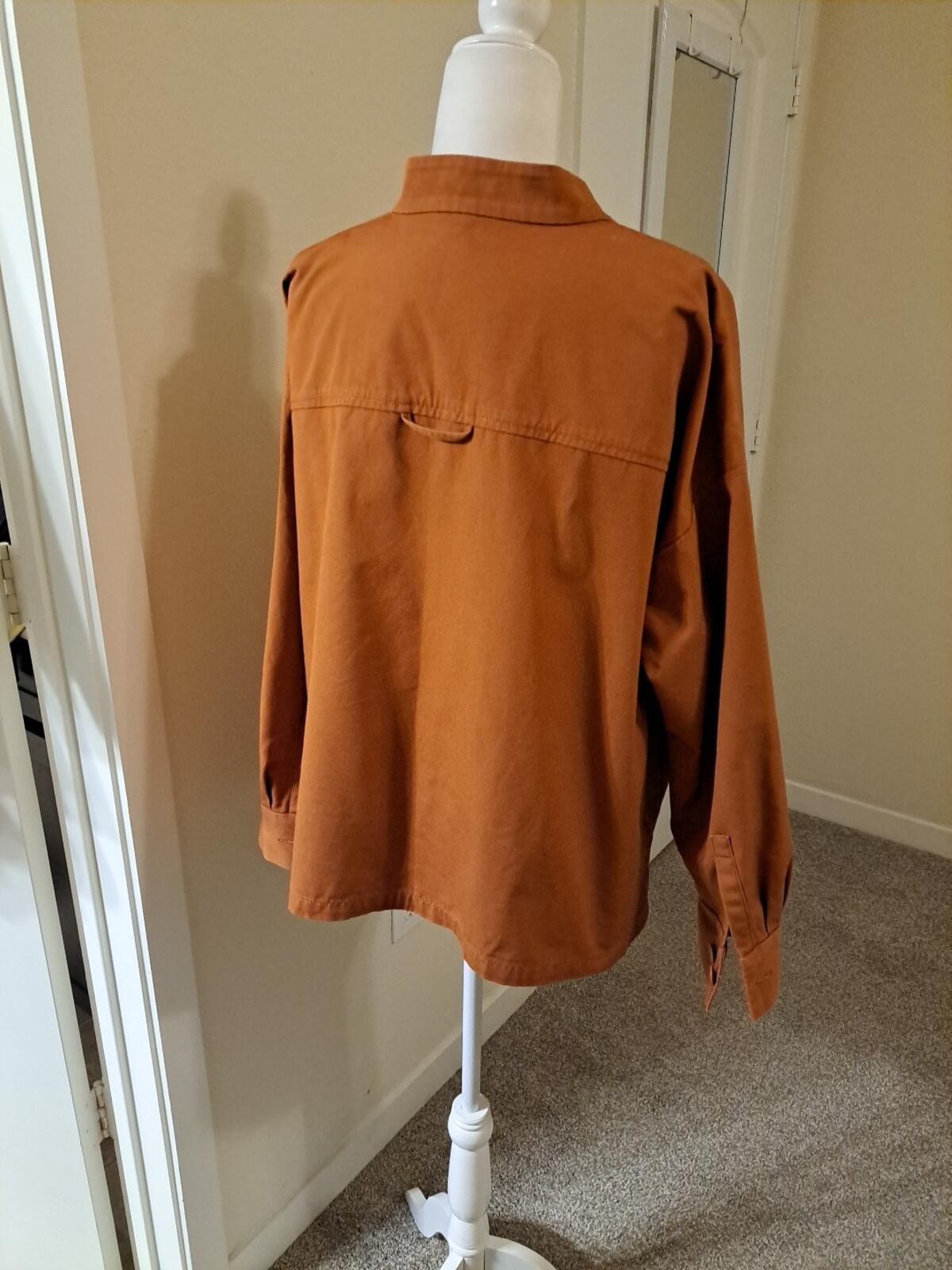 Eileen Fisher Terracotta Mandarin Collar Orga. Cotton M EUC Returns Accepted