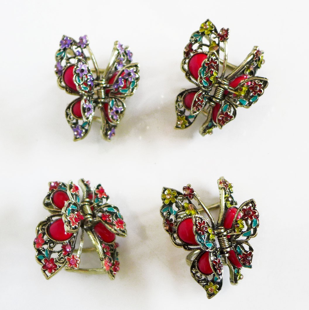 1 Pcs Woman Girl Metal Crystal Hair Vintage Butterfly Claw Clip Pin