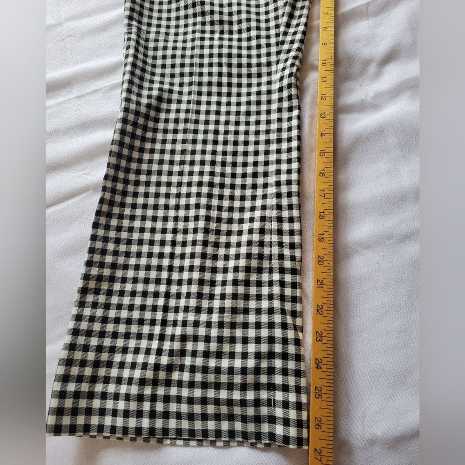 Ann Taylor The Flare Pant Ginghanm Monochrome Checkered Trousers Size 8