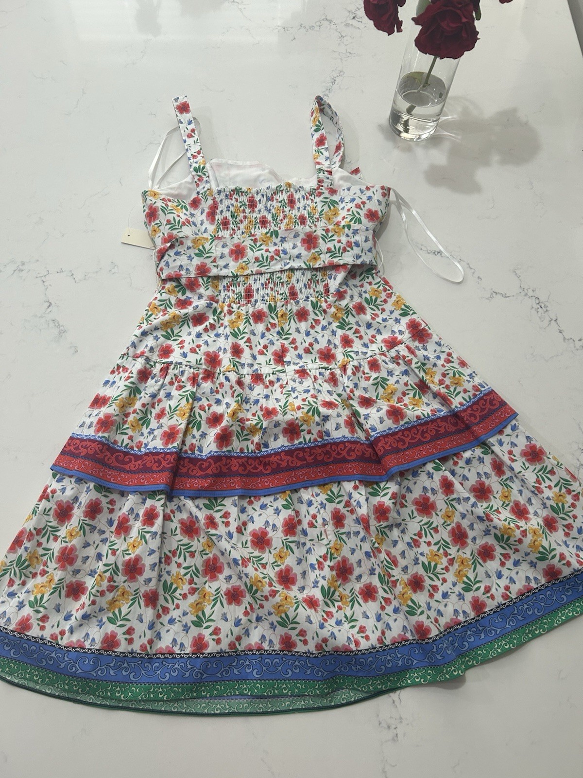 NWT Eliza J Floral Dress Size 10 Knee Length Square Neck Ruffle Tiered Bow Party
