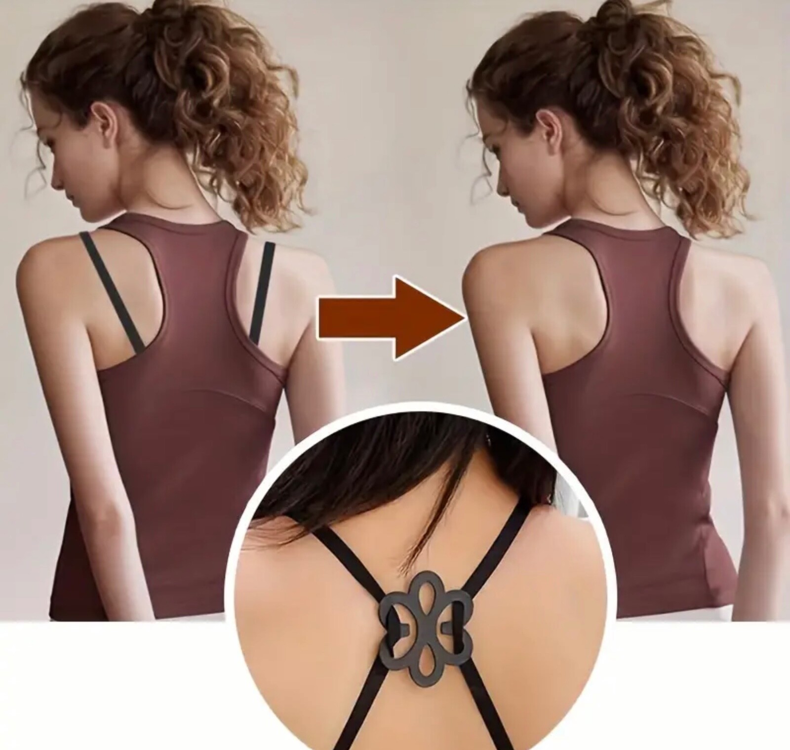 3pc Racer Back Clips Cleavage Enhancer Bra Straps Clip Racer Back, Flower style