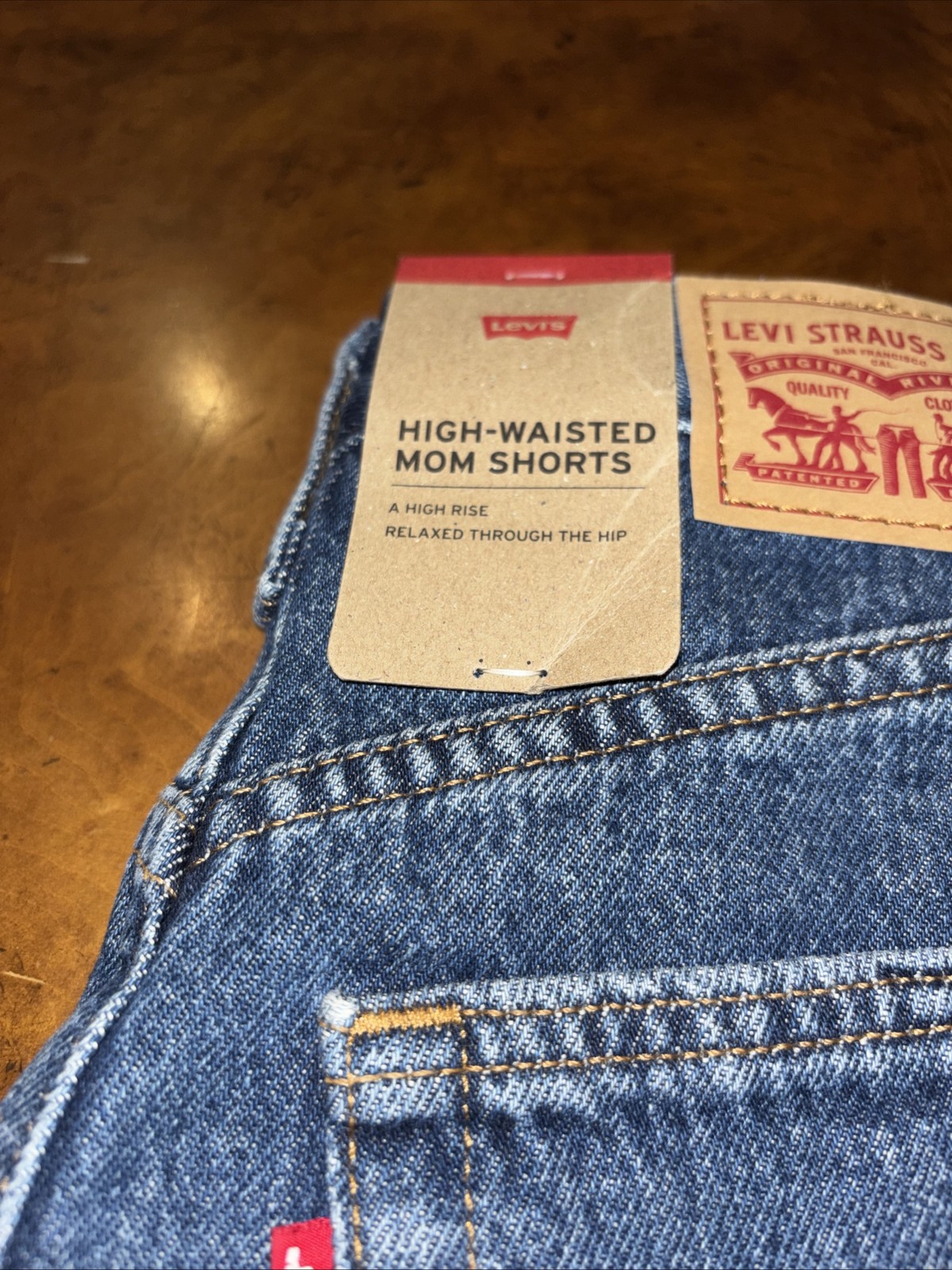Levi’s Women’s High-Waisted Relaxed Fit 5 Pocket Cotton Denim Mom Short
