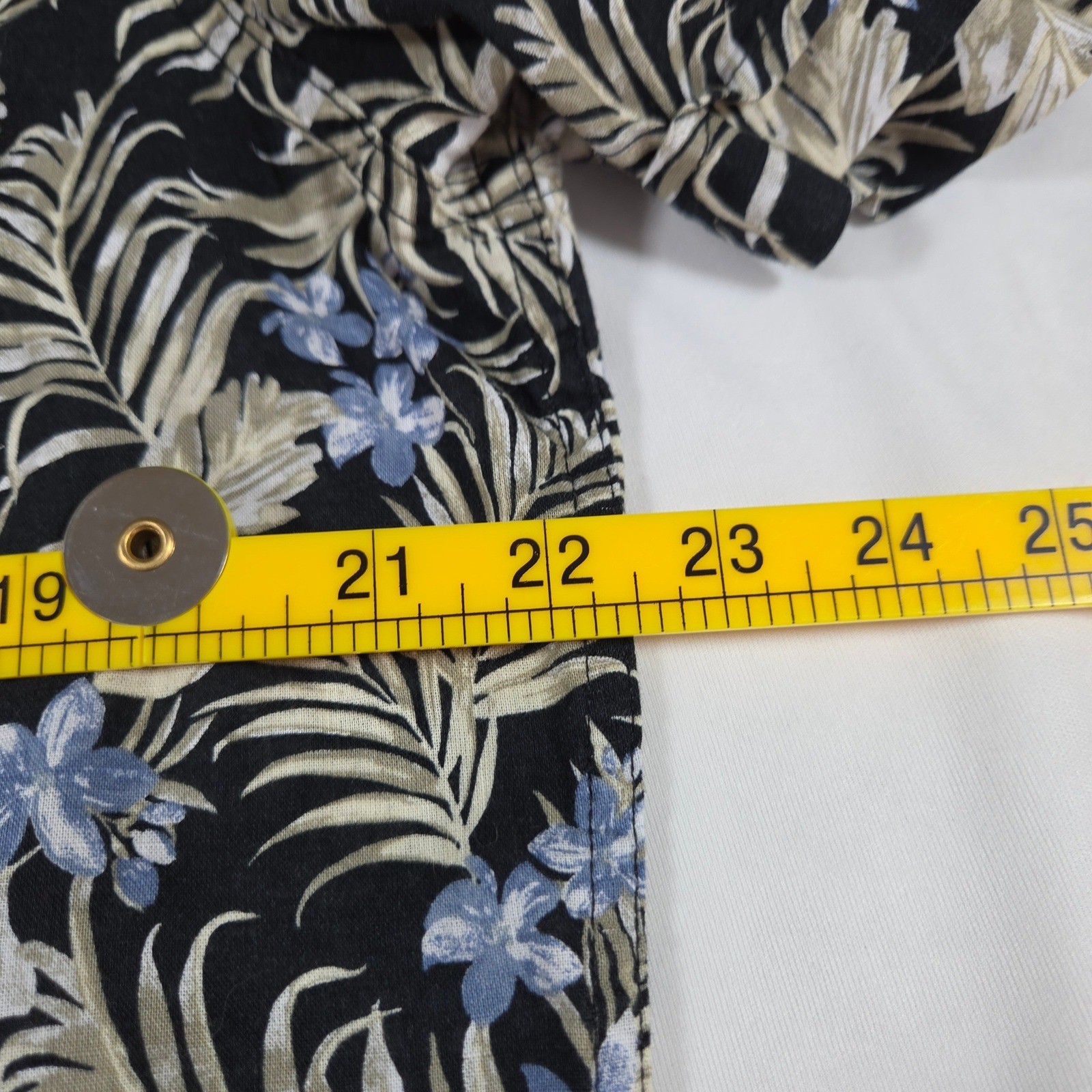 Izod Saltwater Mens Large Black Tropical Palm Floral Cotton Button Down Shirt
