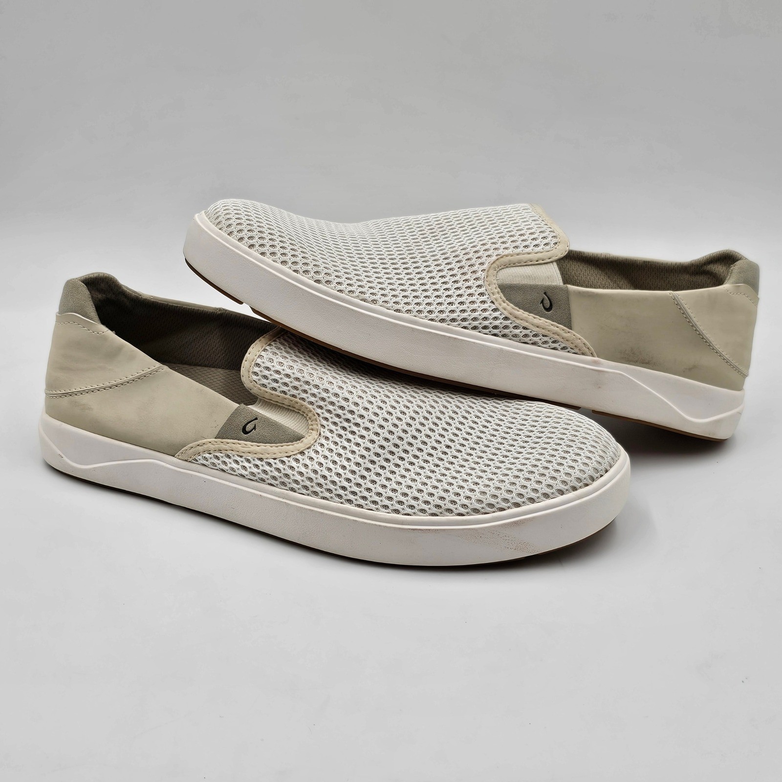 OluKai Lae’ahi Men’s Slip On Mesh Sneakers Bone Pavement 10443-1919 Size 12