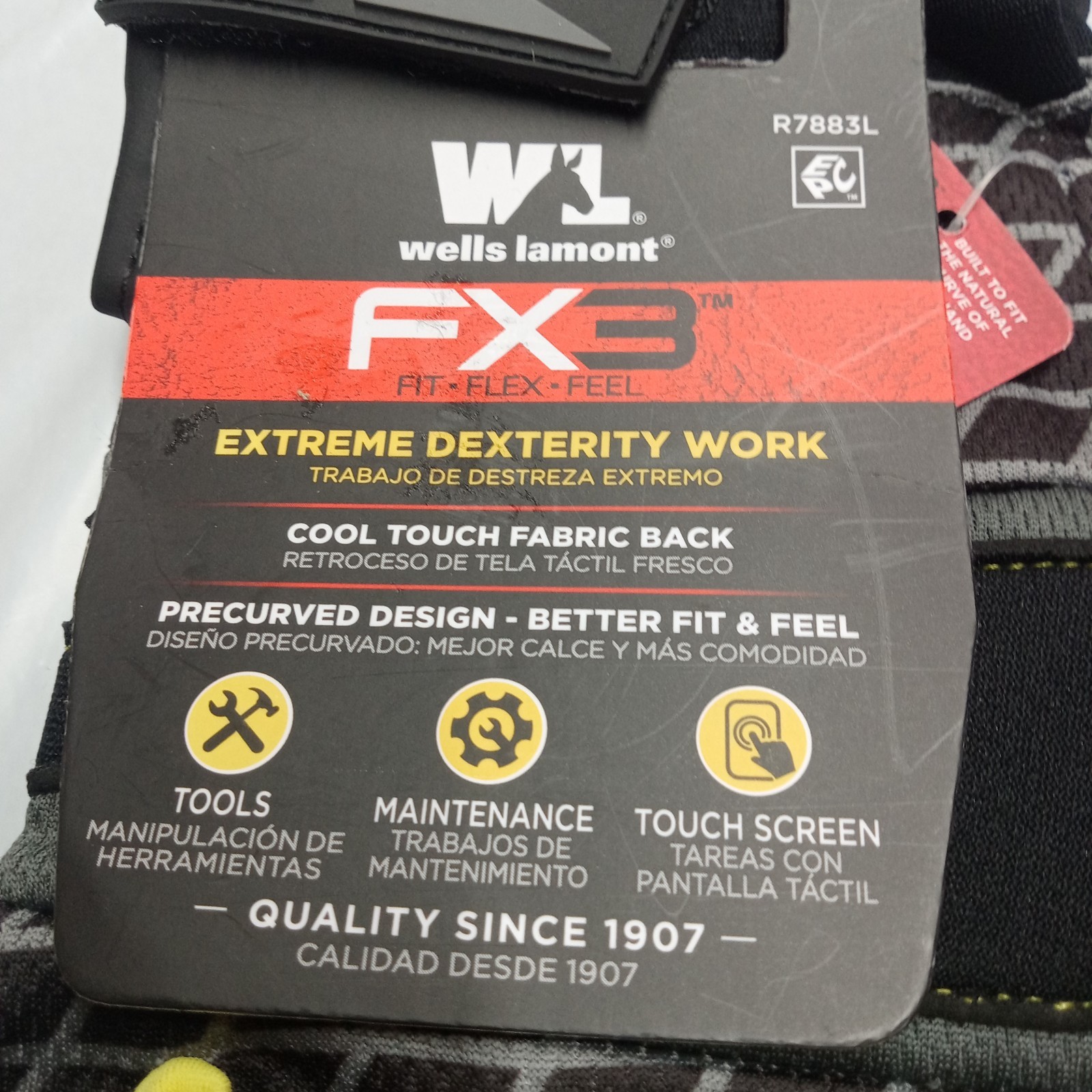 Wells Lamont FX3 Men’s Work Gloves Black Synthetic Leather Palm Size L Large New