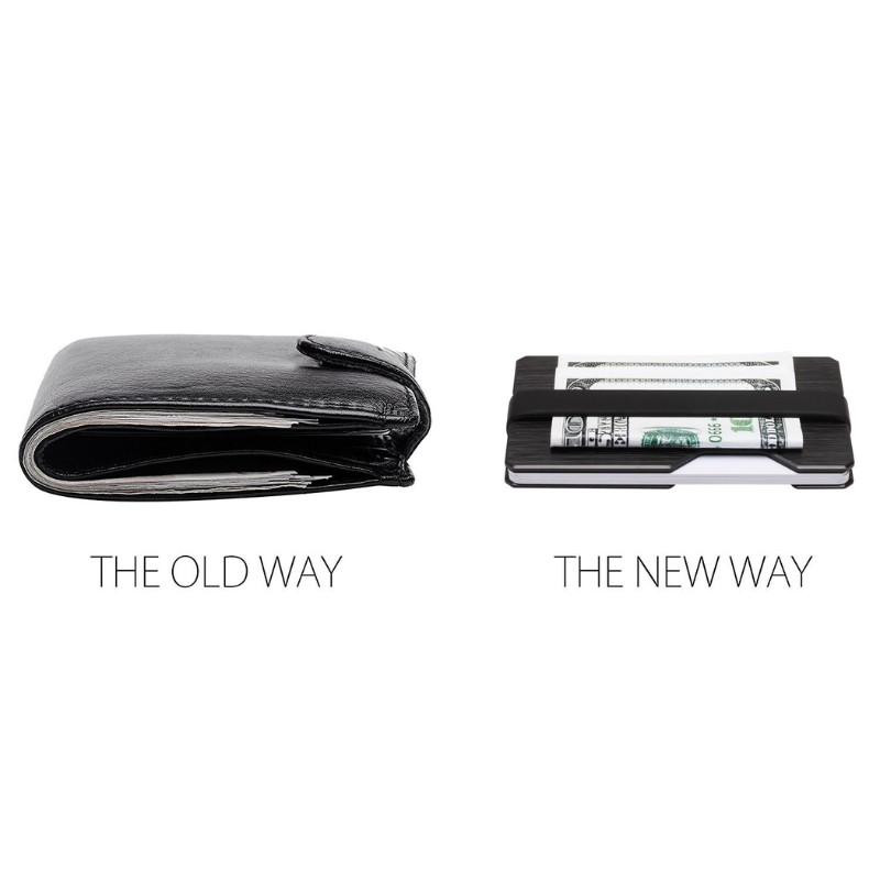 Roco Minimalist Aluminum Slim Wallet RFID Blocking Money Clip-Futuristic Design