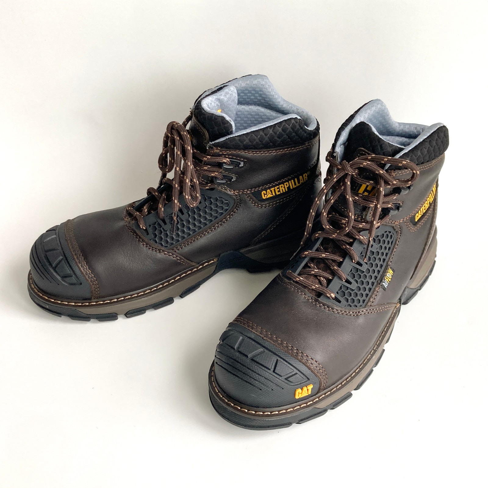 Caterpillar Excavator Boots sz 9 WIDE Dk Brown P91340 Slip Resistant *NWOB*