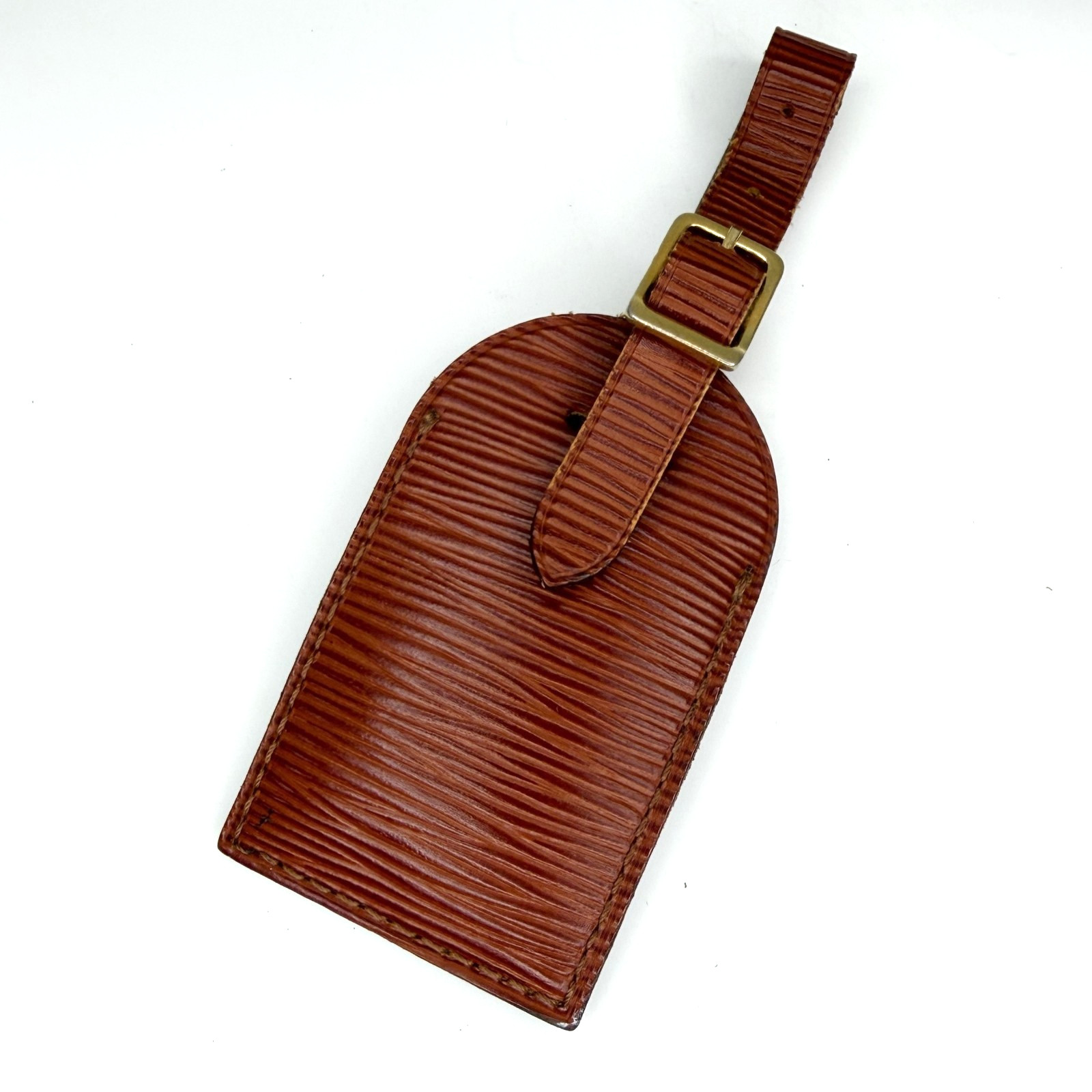 Authent Louis Vuitton Epi Brown Leather Luggage Name Tag & Poignet Used Japan