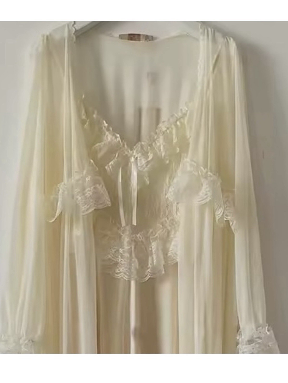 Vintage Style Nightgown & Robe Set Victorian Nightdress Romantic Sleepwear