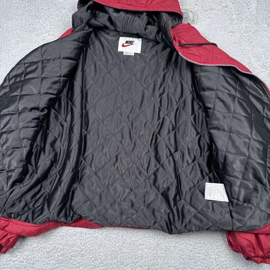 Vintage Nike Jacket Mens Medium Red Hooded Insulated Windbreaker N Logo 90s