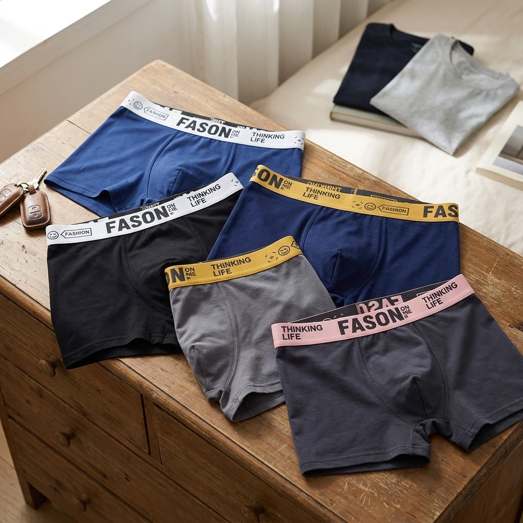 5Pcs Men’s Comfortable Summer Boxer Briefs Breathable Underwear S-XXL