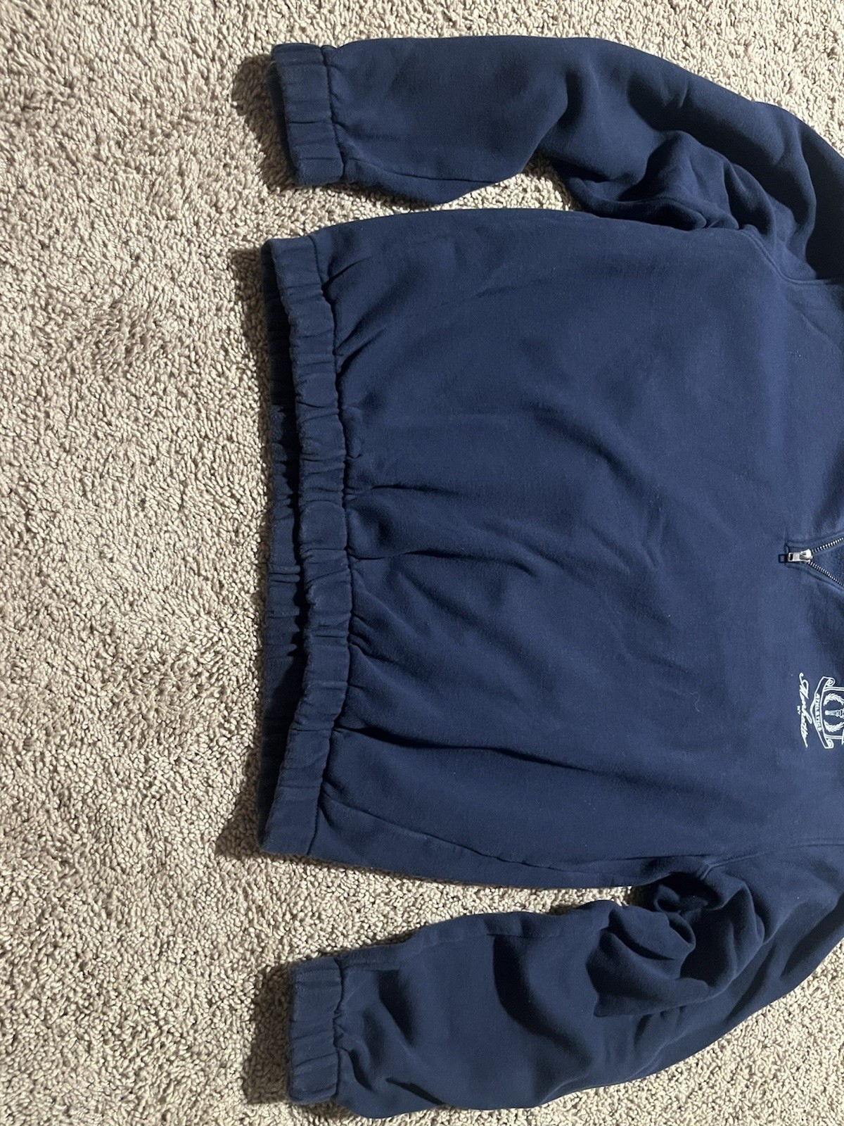 Old Navy Men’s M Navy Fleece 1/4 Zip Mock Neck Sweatshirt Long Sleeve Logo
