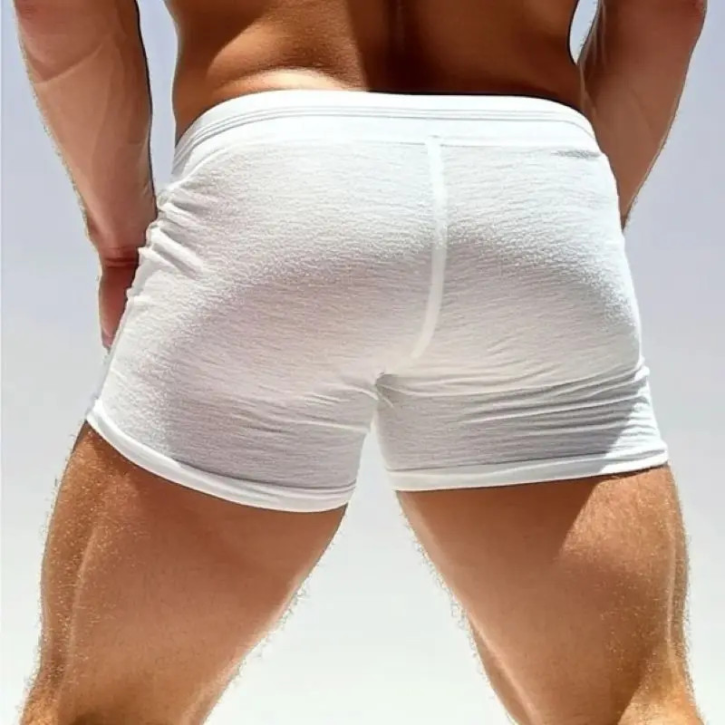Mens Hot See Through Stylish Mesh Lace-Up Shorts Breathable Summer Casual Fit