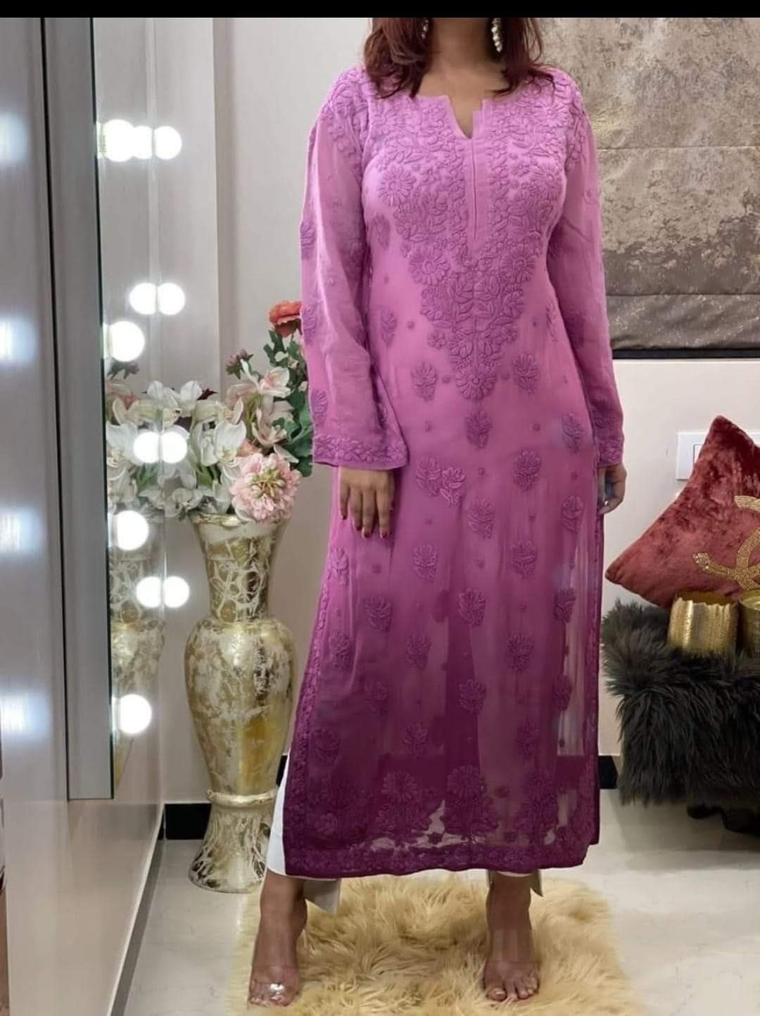 Premium Heavy Design Modal Kurti – Hand Embroidery with Ghas Patti Work | Dyeabl