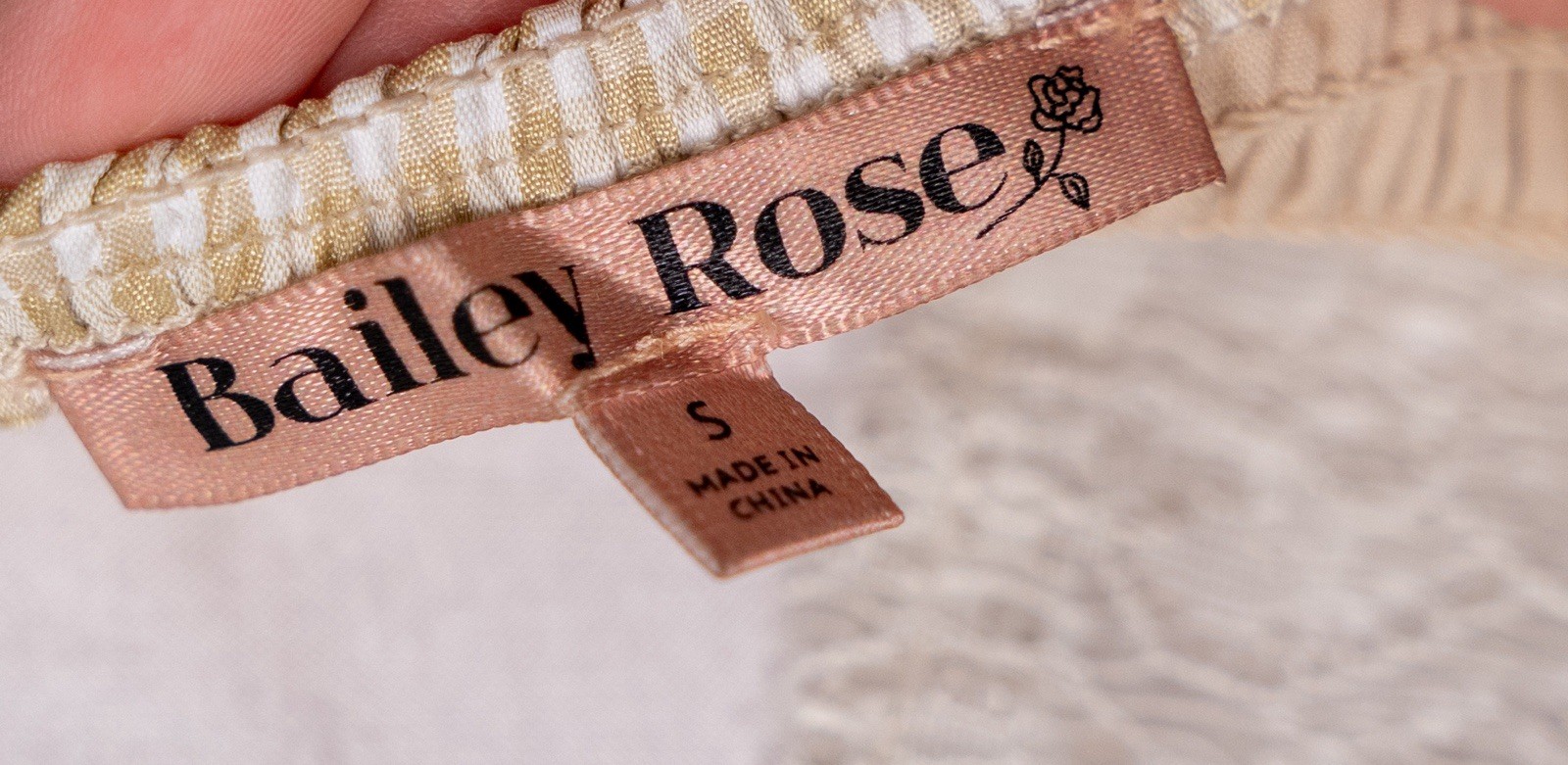 Bailey Rose Womens S Beige White Gingham Sundress Square Neck Smocked Short