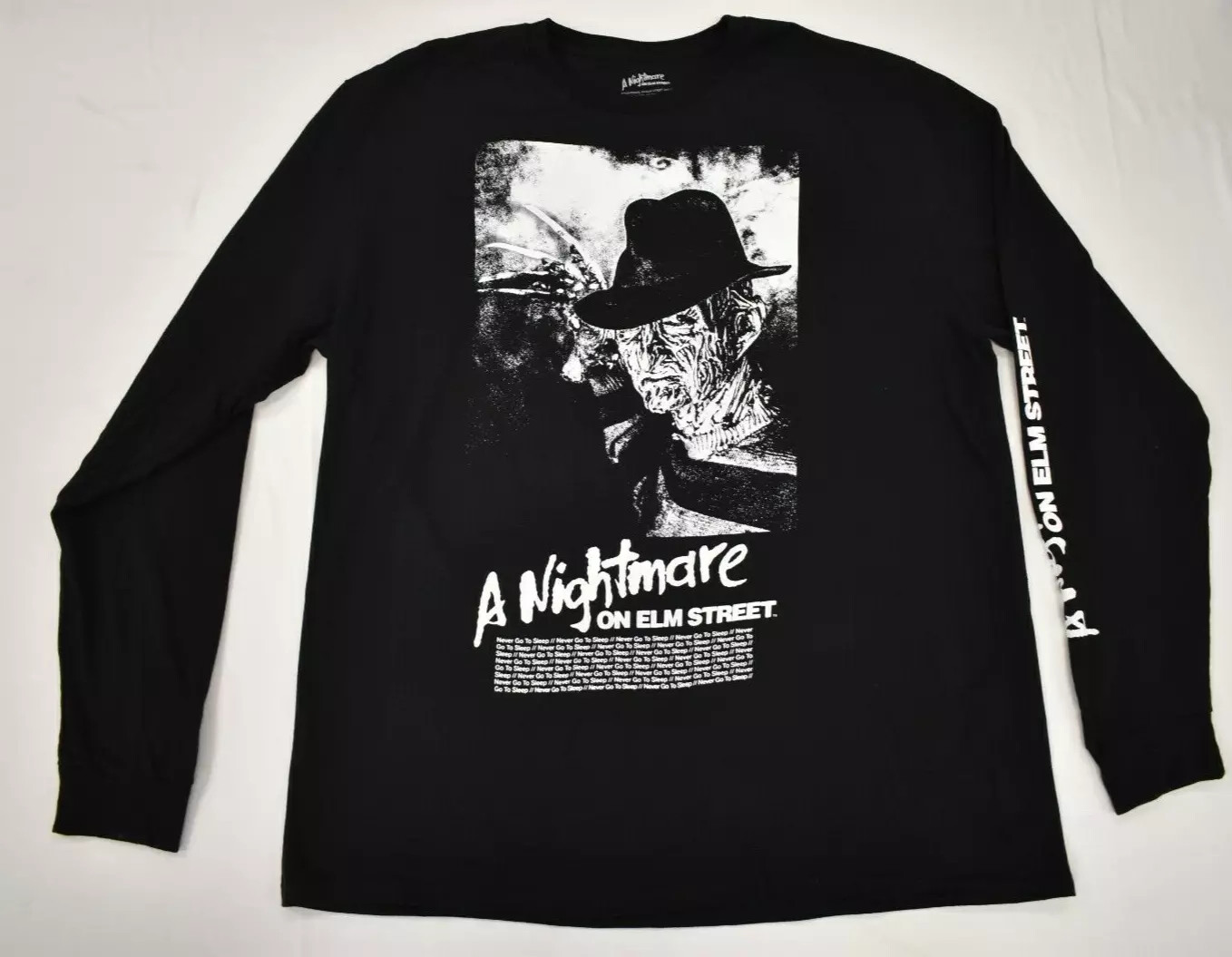 A Nightmare On Elm Street Movie Black & White Freddy Long-Sleeve Tee Shirt New