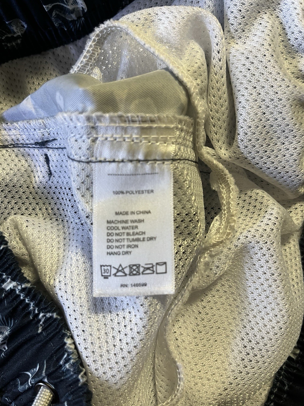 Men’s Beach Bros Swim Trunks Shorts Size M Blue/White Skeleton Fish Design