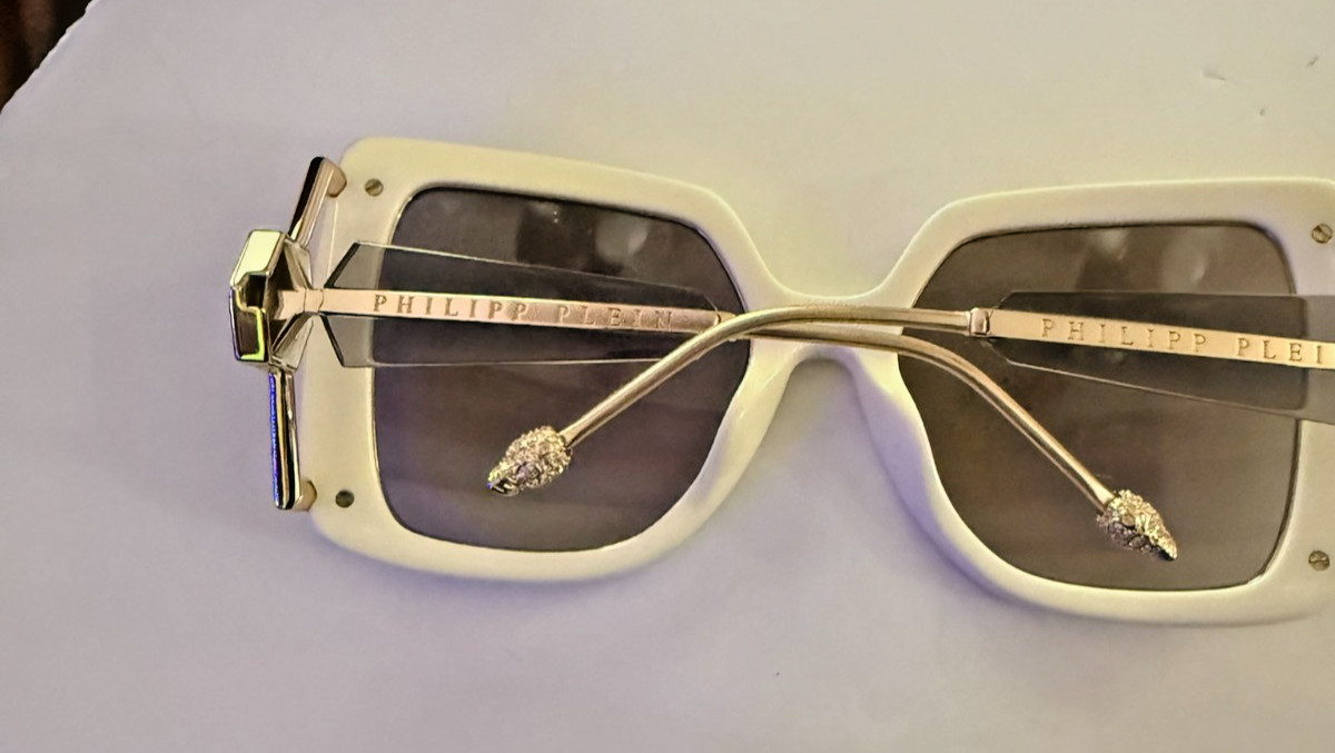 Philipp Plein SPP121S Plein Queen Sunglasses Cream White 3GFX 56-21-120 NIB
