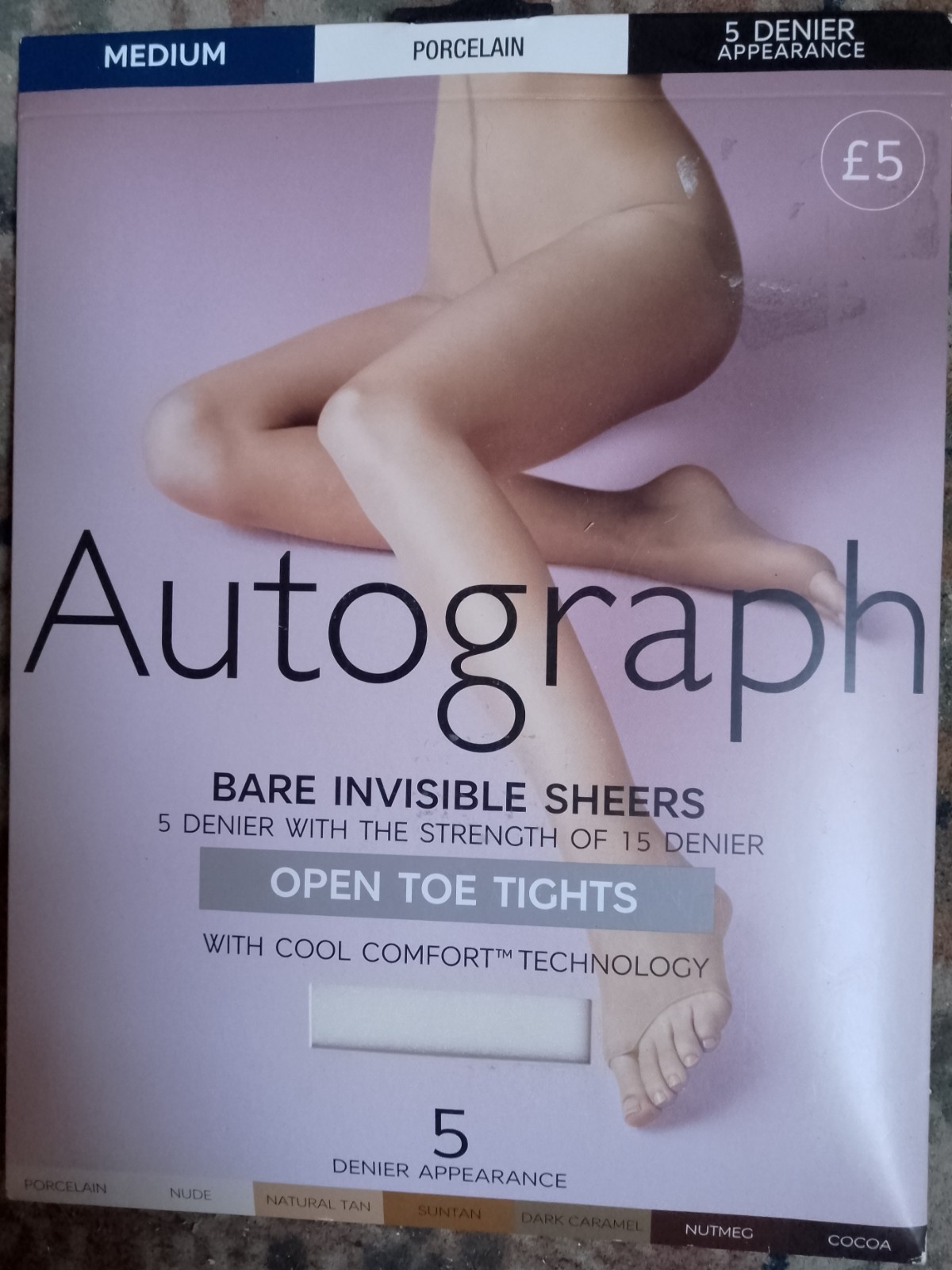 Autograph Bare Invisible sheers 5 denier tights – Porcelain, size medium