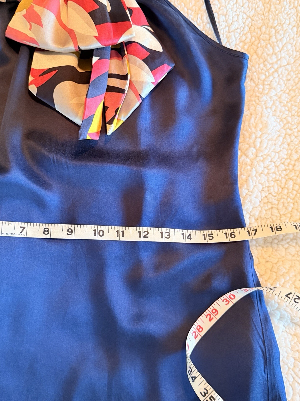 TED BAKER 100% Silk Womens Halter Bow Blue Dress Size 1 US 2-4