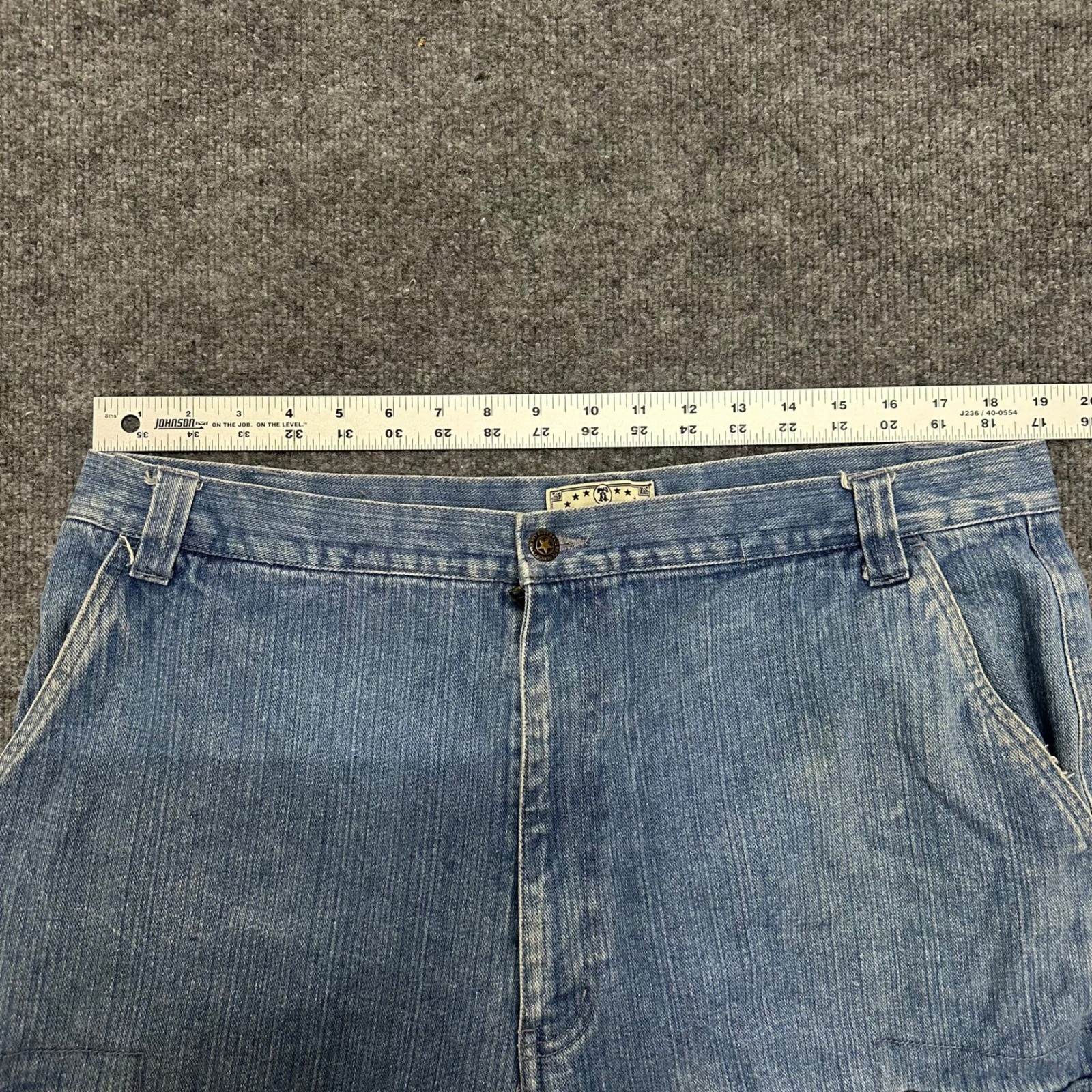 Liberty Blue Cargo Jeans Mens Size 38 Tall Blue Denim Relaxed Fit Utility