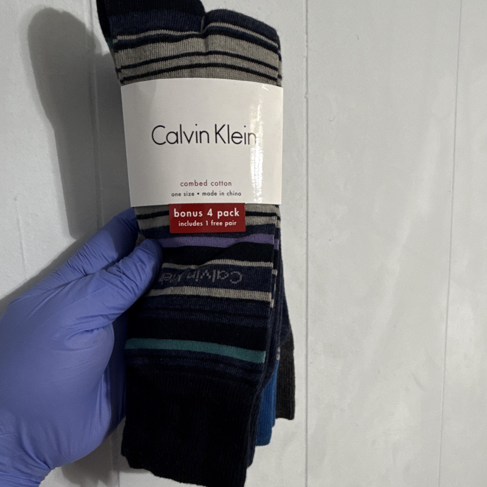 Calvin Klein Men’s Combed Cotton Striped Crew Socks 4 Pairs 10-13