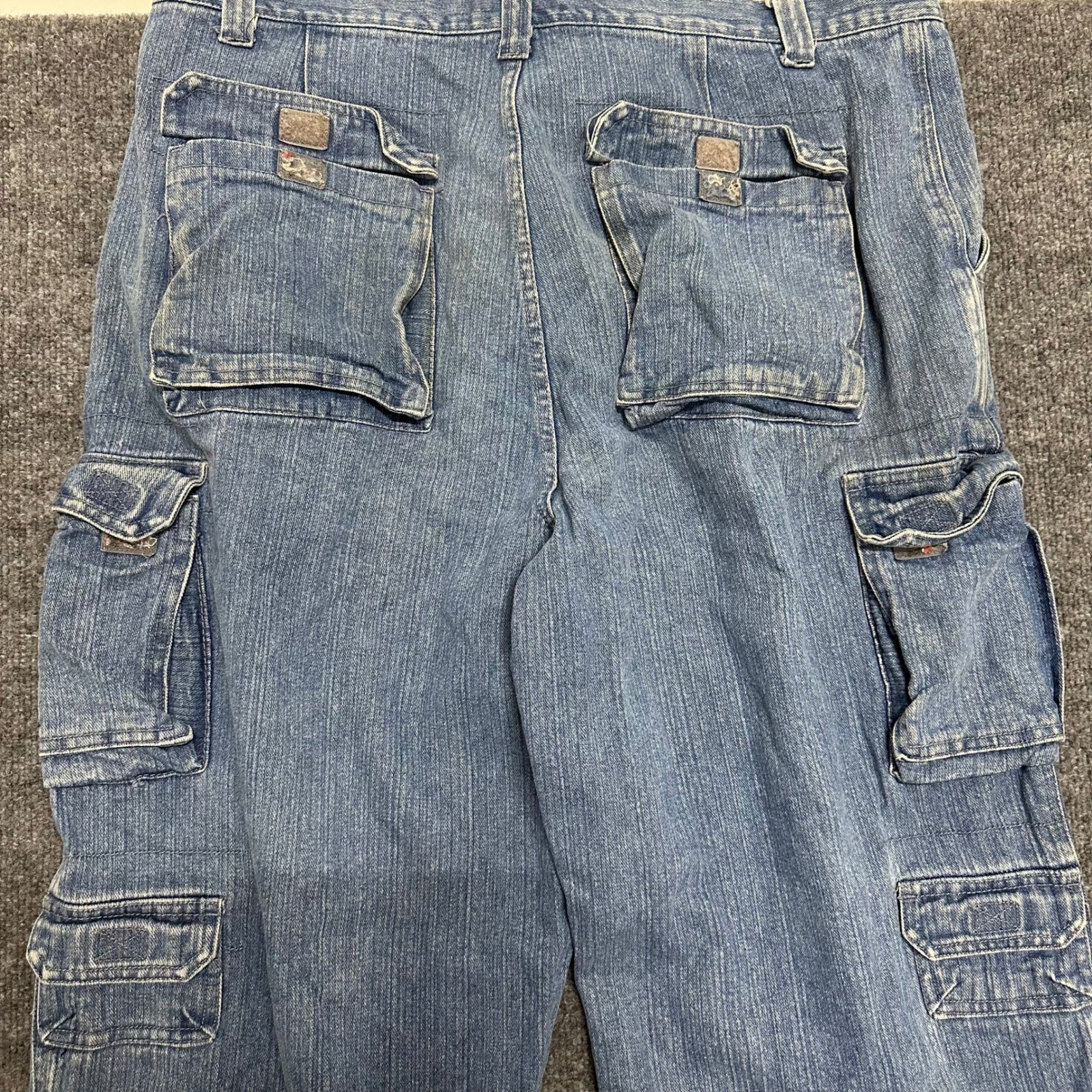 Liberty Blue Cargo Jeans Mens Size 38 Tall Blue Denim Relaxed Fit Utility