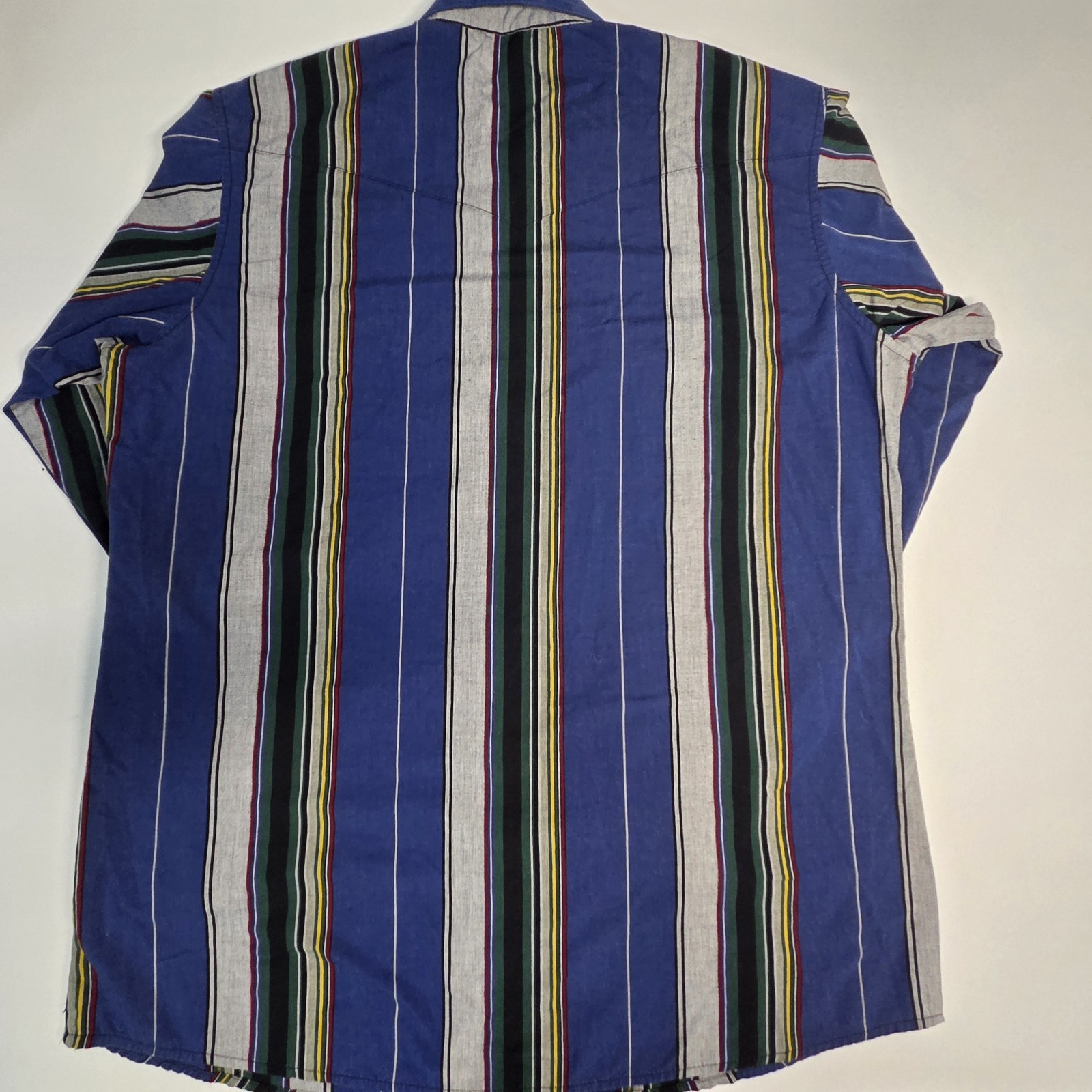 Wrangler Western Shirt Men’s XLT Tall Blue Striped Pearl Snap Long Sleeve Cowboy